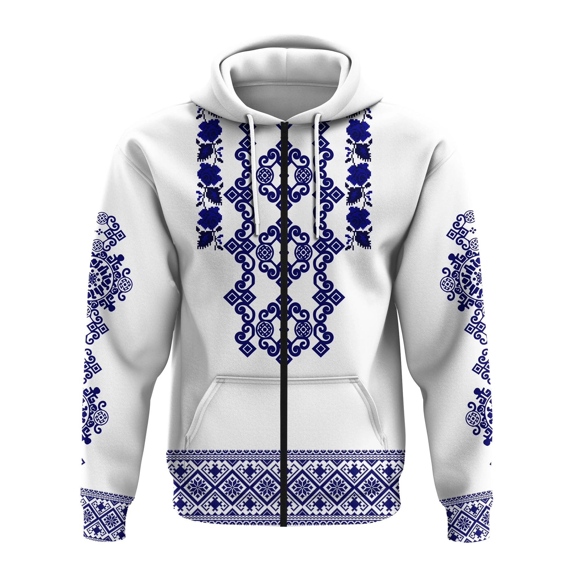 Custom Ukraine Hoodie Navy Ukrainian Folk LT14
