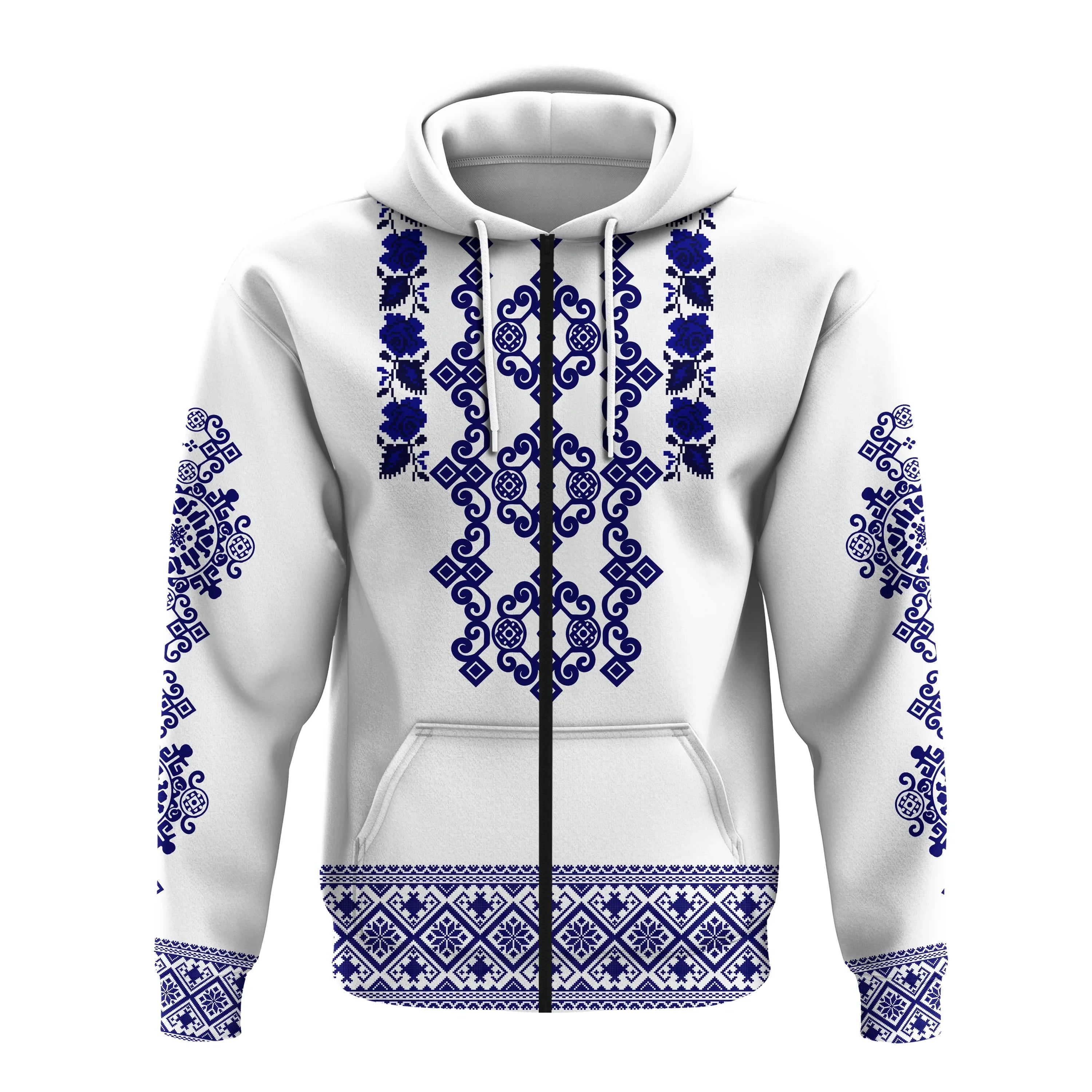 Custom Ukraine Hoodie Navy Ukrainian Folk LT14
