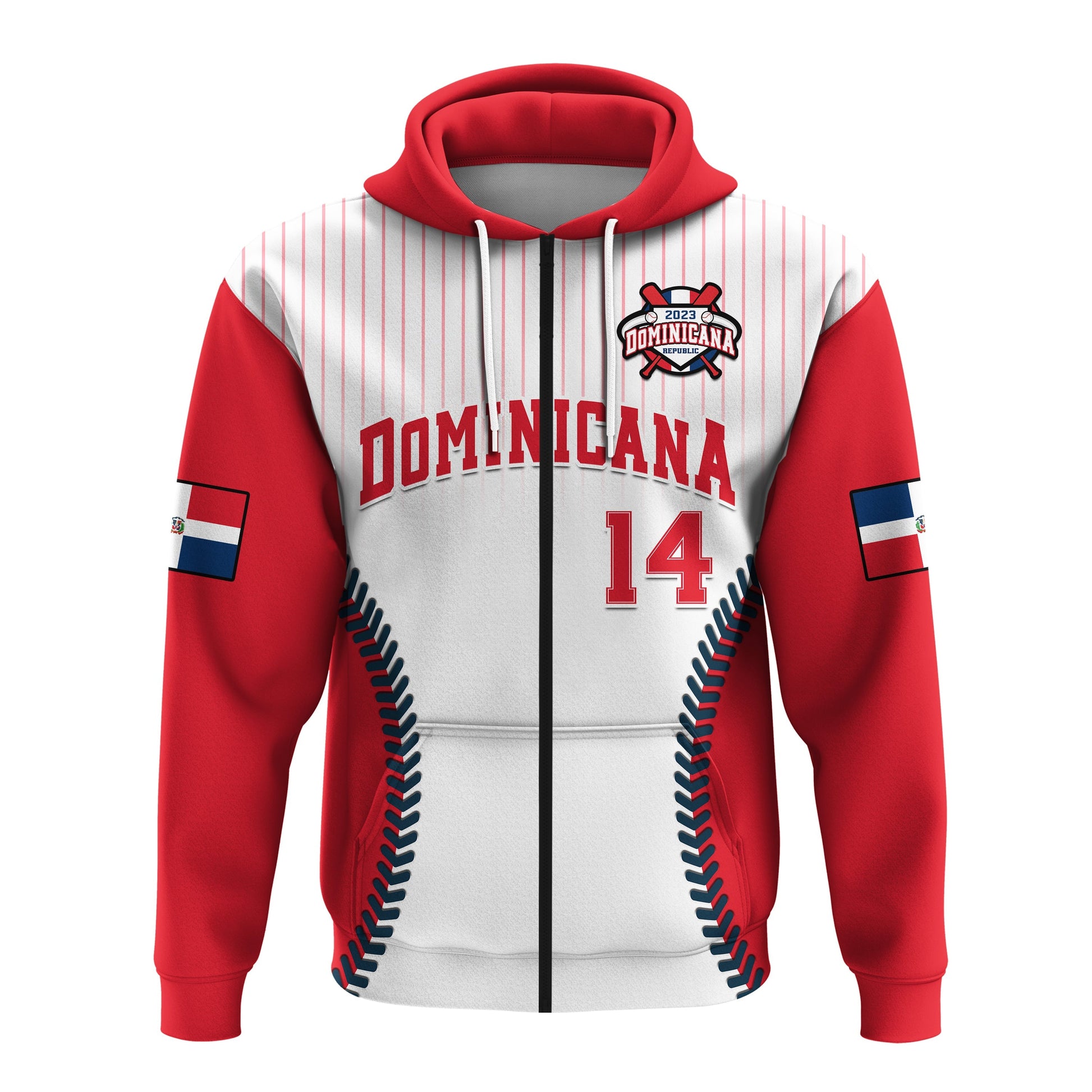 Custom Dominican Republic Baseball 2023 Hoodie Version White LT14