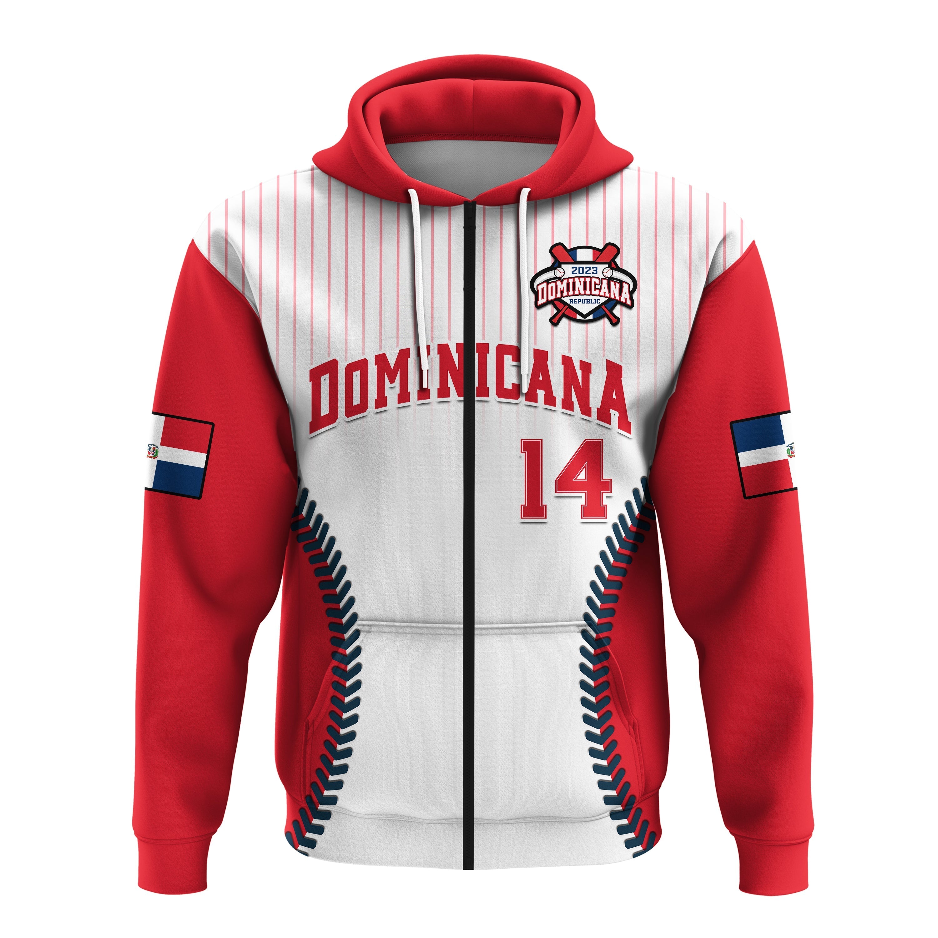 Custom Dominican Republic Baseball 2023 Hoodie Version White LT14
