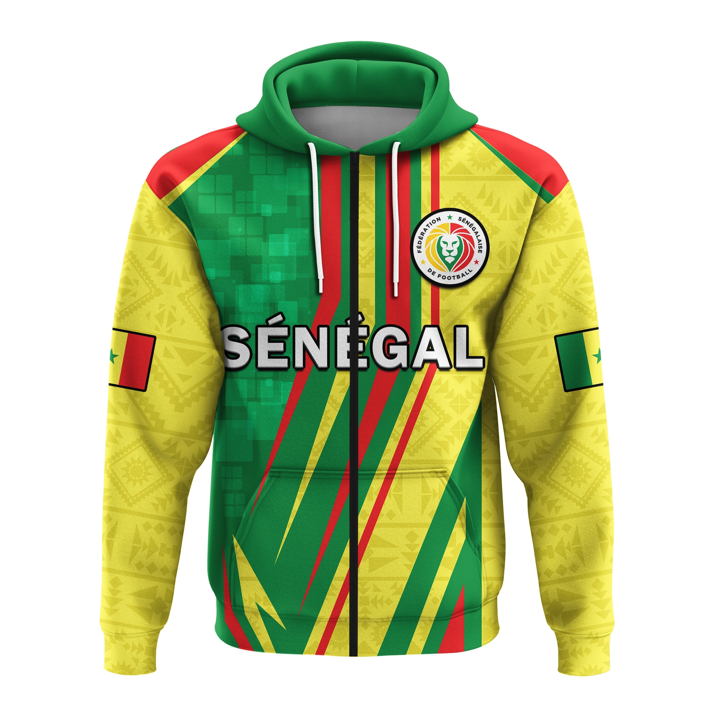 Custom Senegal Football Hoodie Allez Les Lions Sporty Style LT14