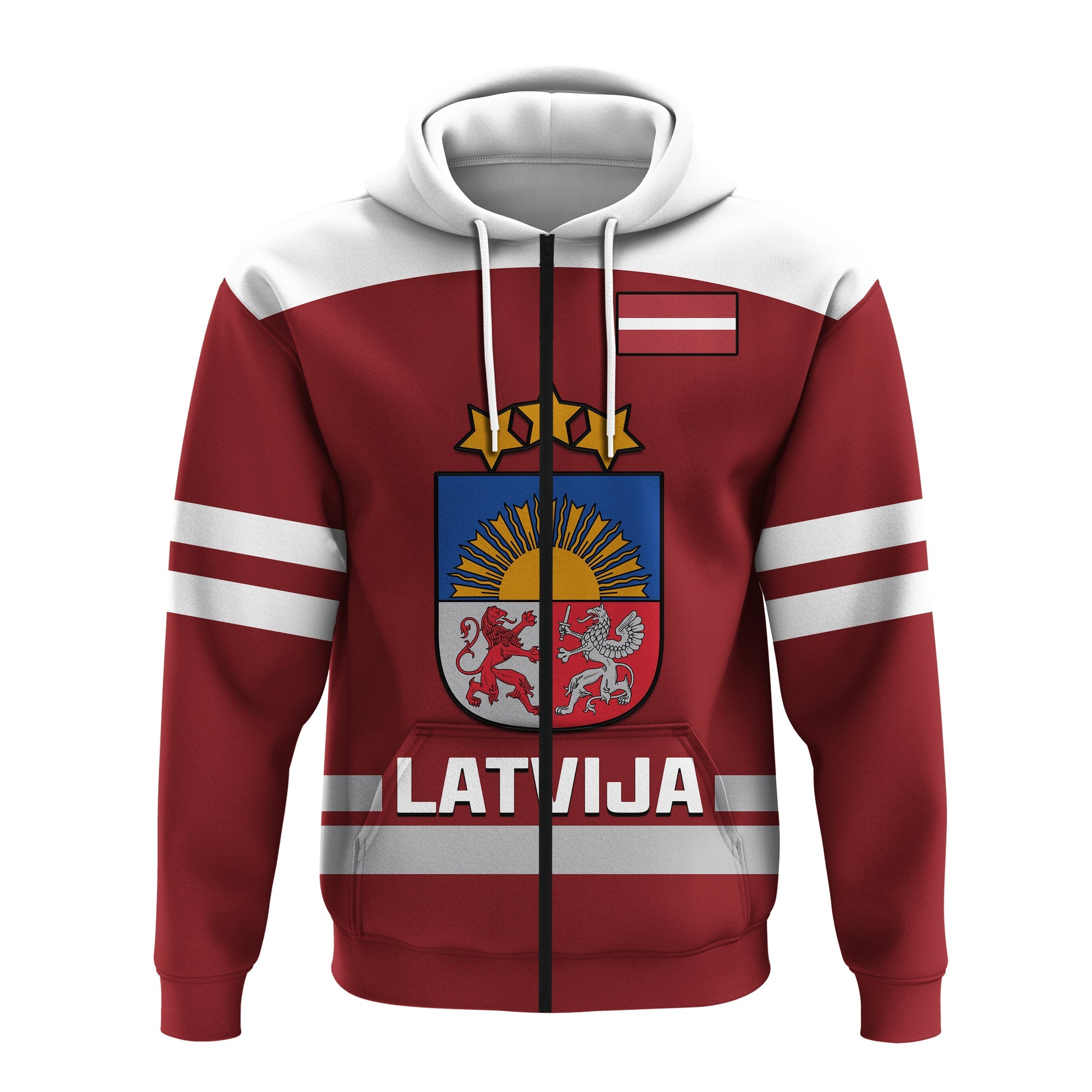 Custom Latvia Hockey 2023 Hoodie Red Sporty Style LT14