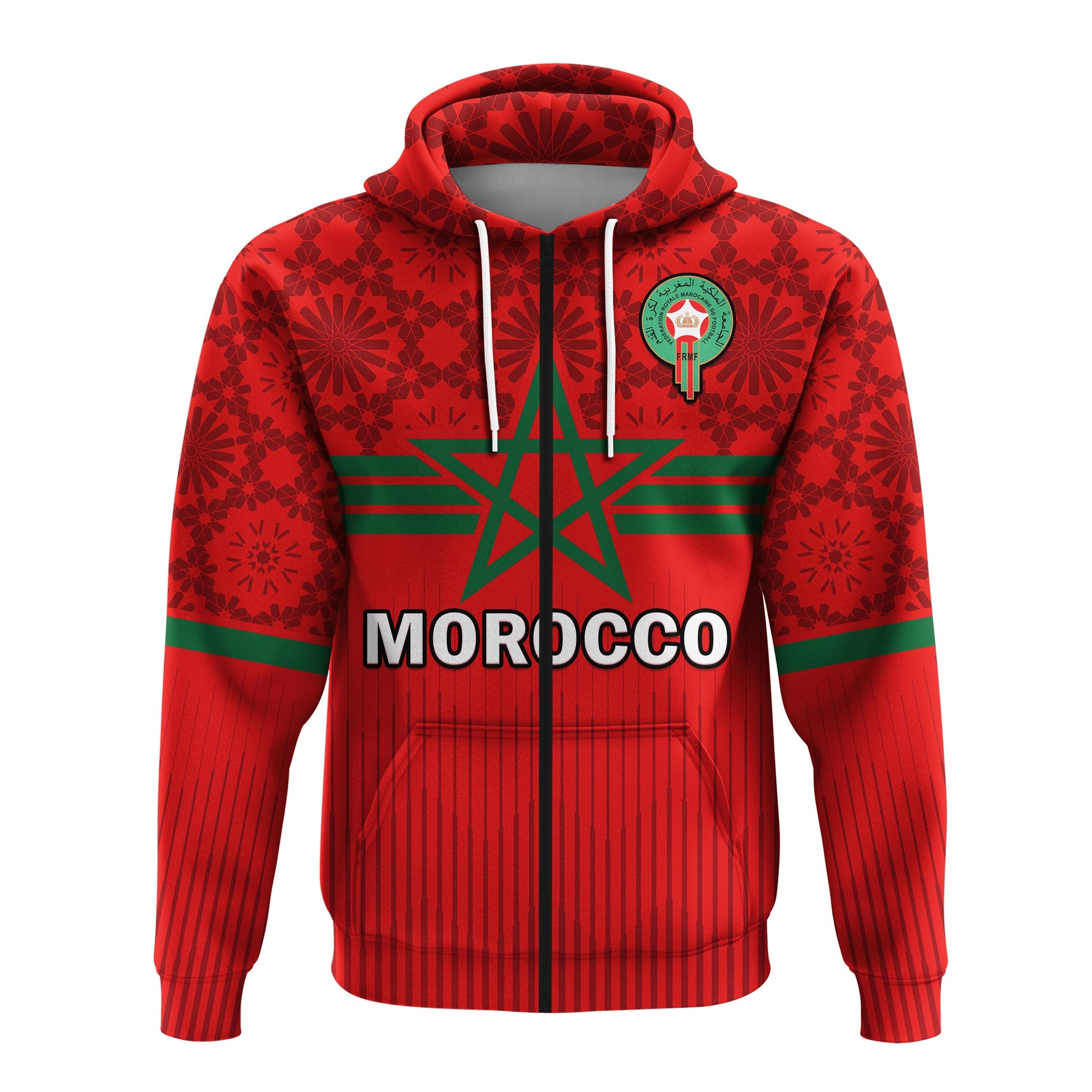 Custom Morocco Football Hoodie Football 2022 Red Moroccan Pattern LT14