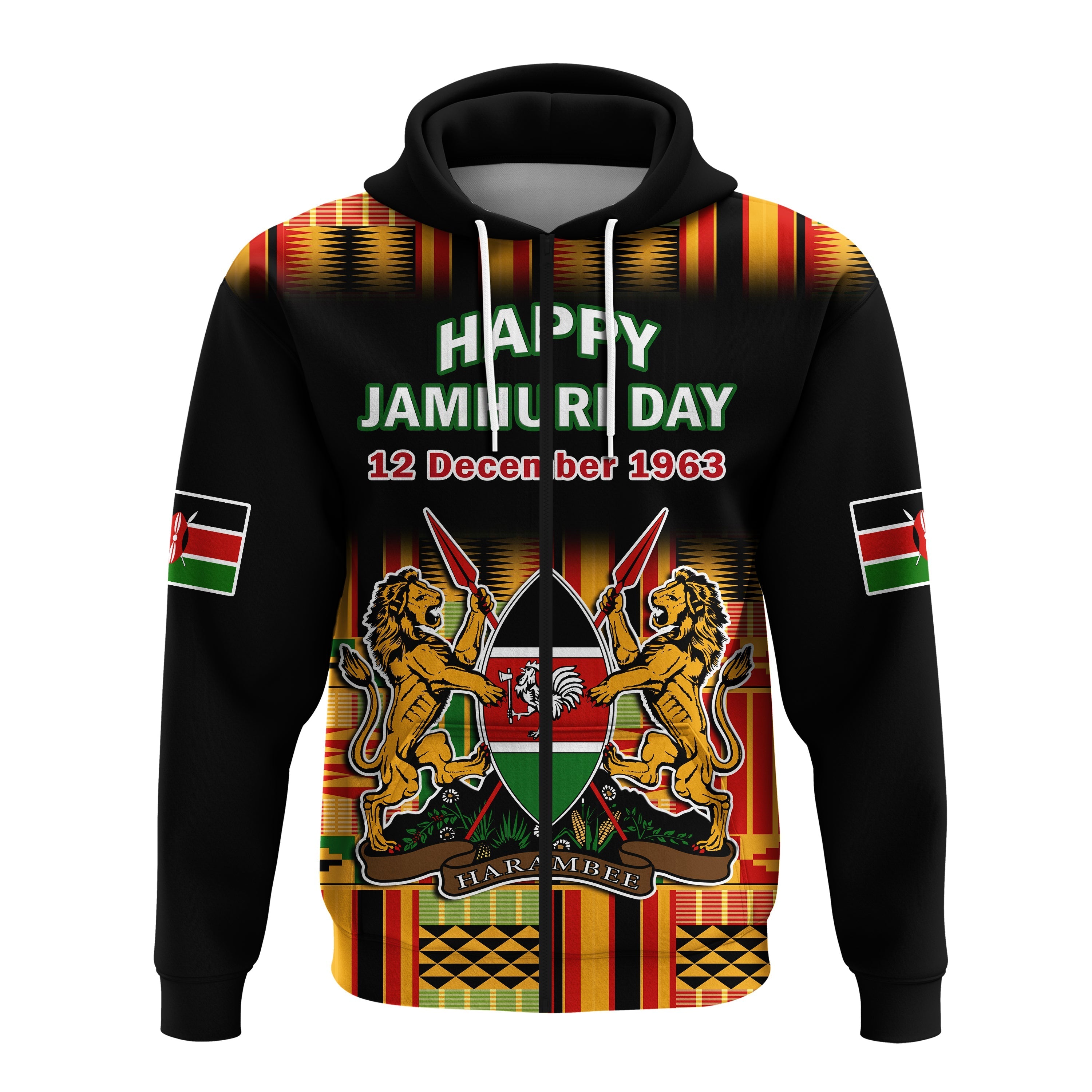 Kenya Hoodie Happy Jamhuri Day Kenyan Pattern LT14