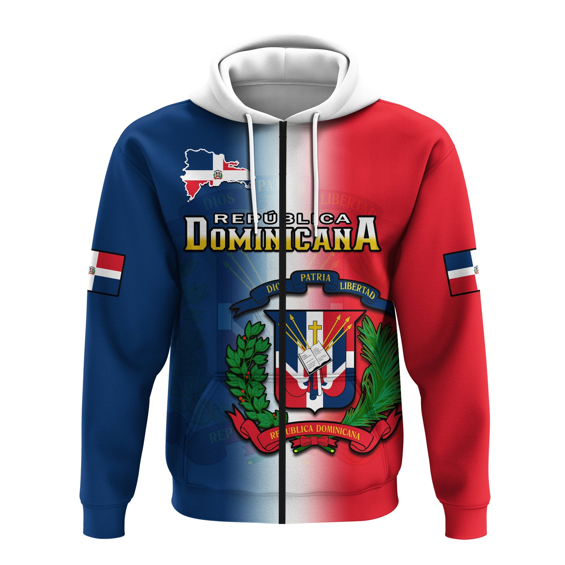 Custom Dominican Republic Hoodie Dominicana Coat Of Arms Gradient Style LT14