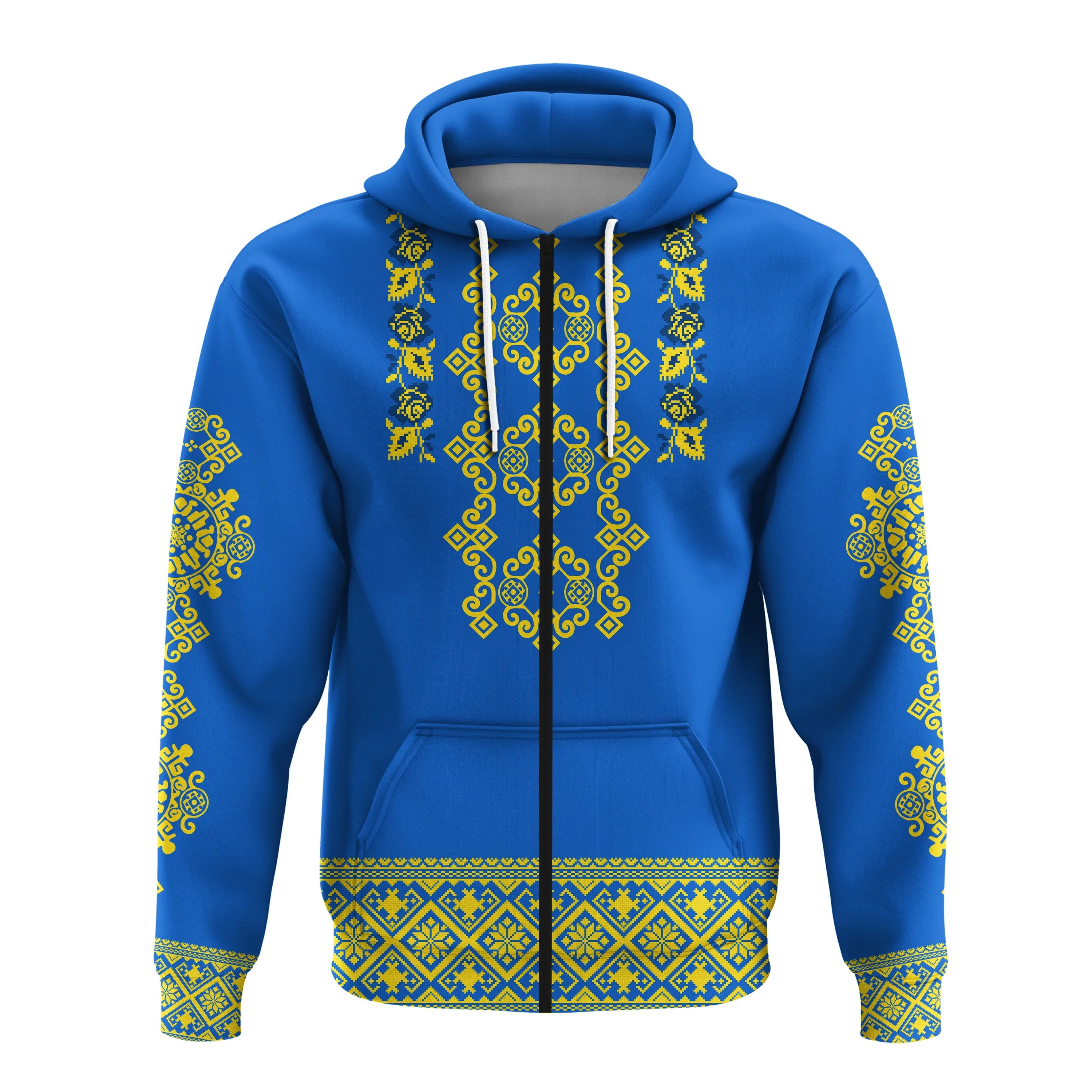 Custom Ukraine Hoodie Yellow Ukrainian Folk LT14
