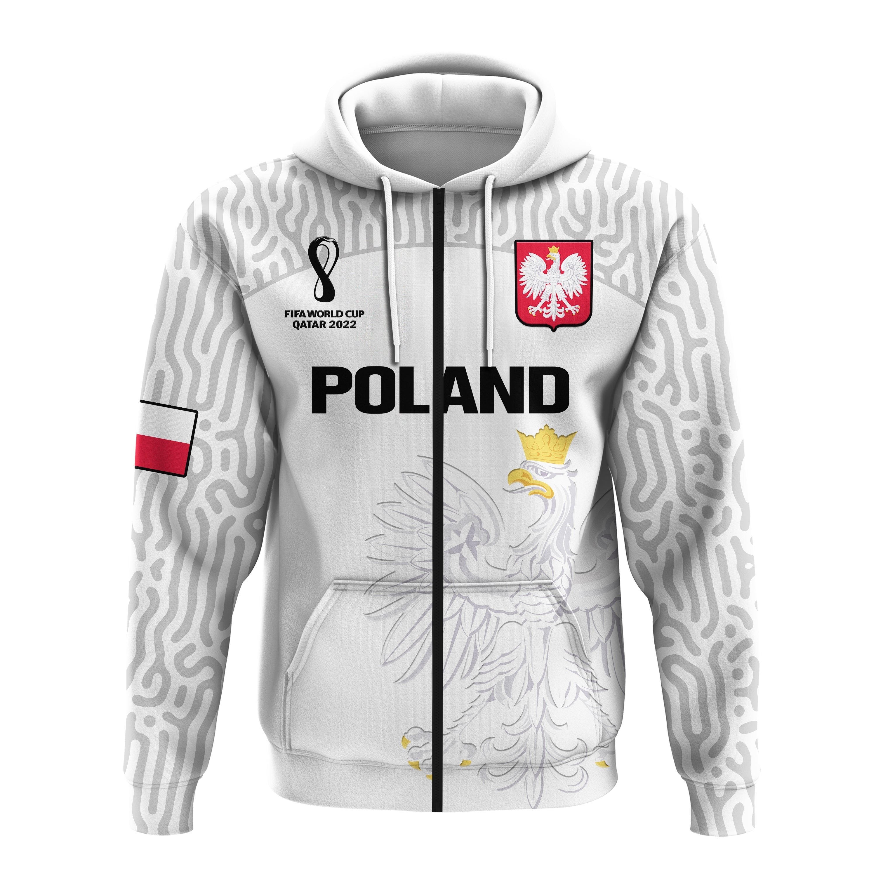 Custom Poland Football Hoodie Polska Football 2022 White LT14