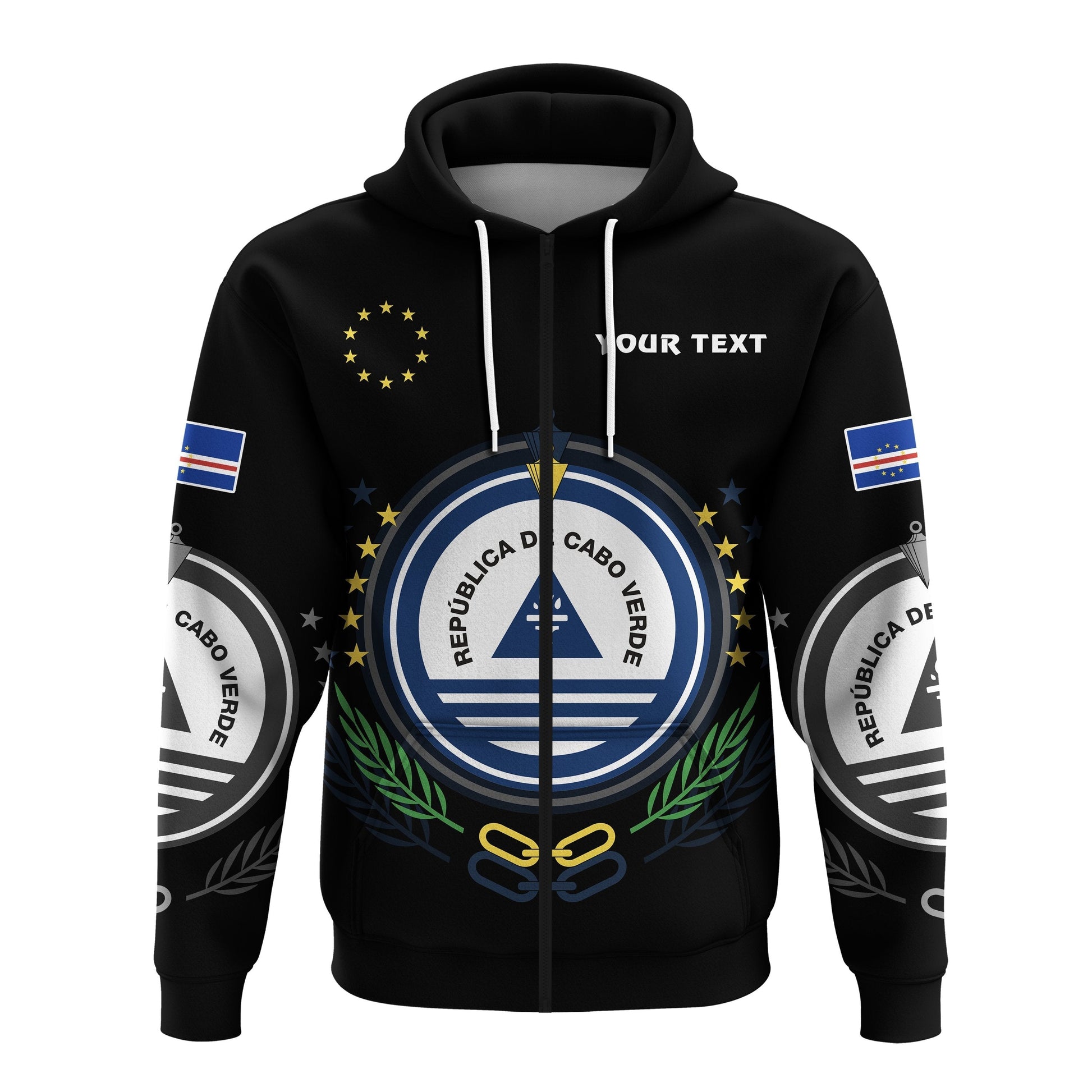 Custom Cape Verde Zip Hoodie Coat Of Arms LT13