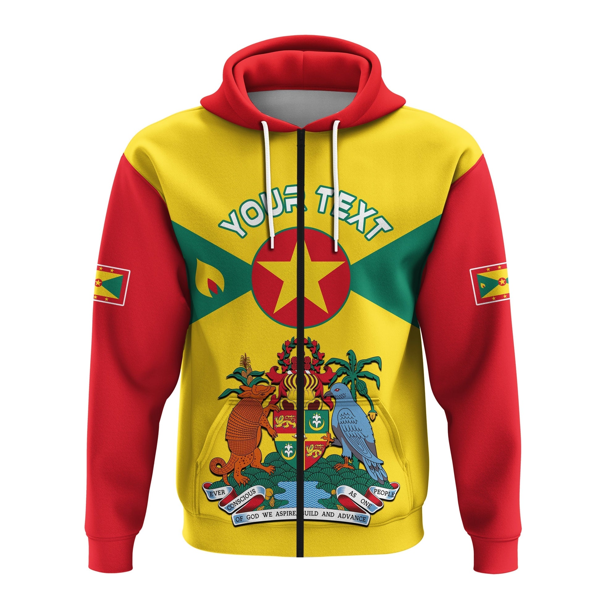 Custom Personalised Grenada Hoodie Power Grenada Mix Coat Of Arms LT13