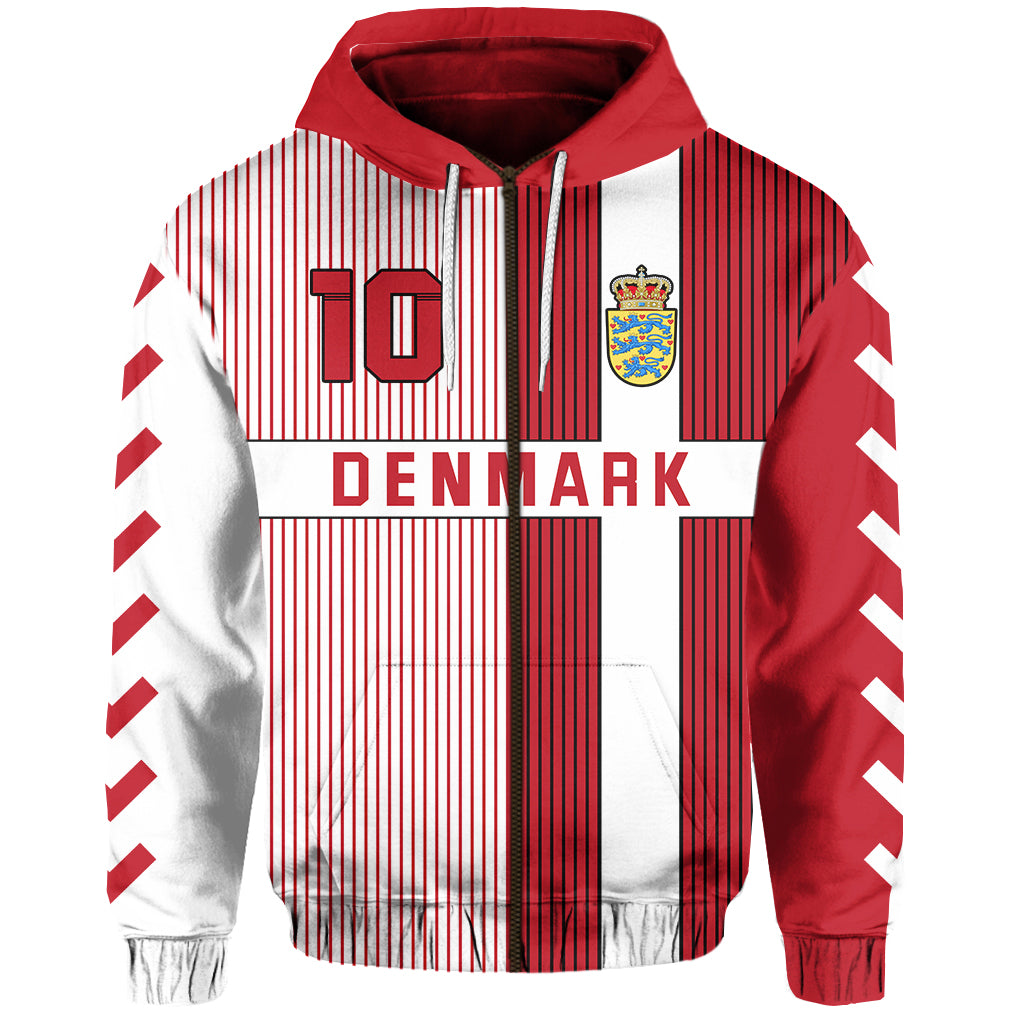 Custom Denmark Football Zip Hoodie Come on Denmark Custom Text and Number LT13