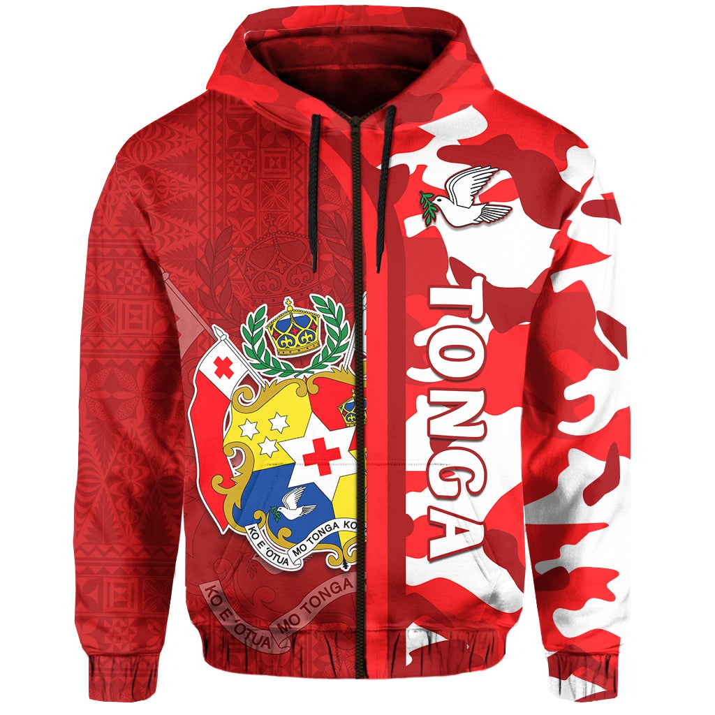 Tonga Unique Zip Hoodie Camouflage with Tongan Pattern LT13