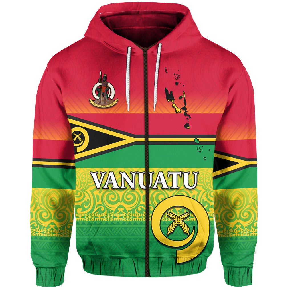 Vanuatu Color Zip Hoodie Six Provinces and Map LT13