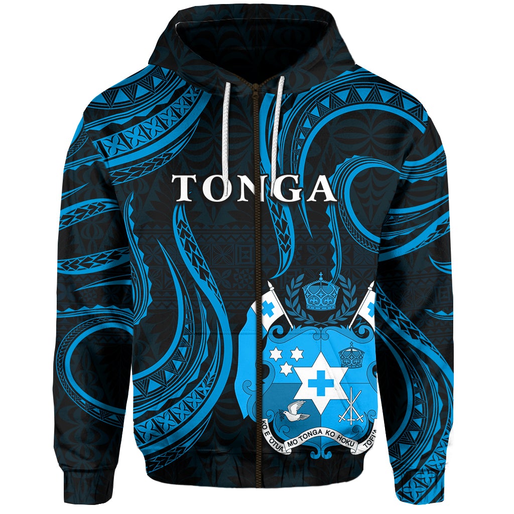 Tonga Pattern Zip Hoodie Always Proud Version Blue LT13