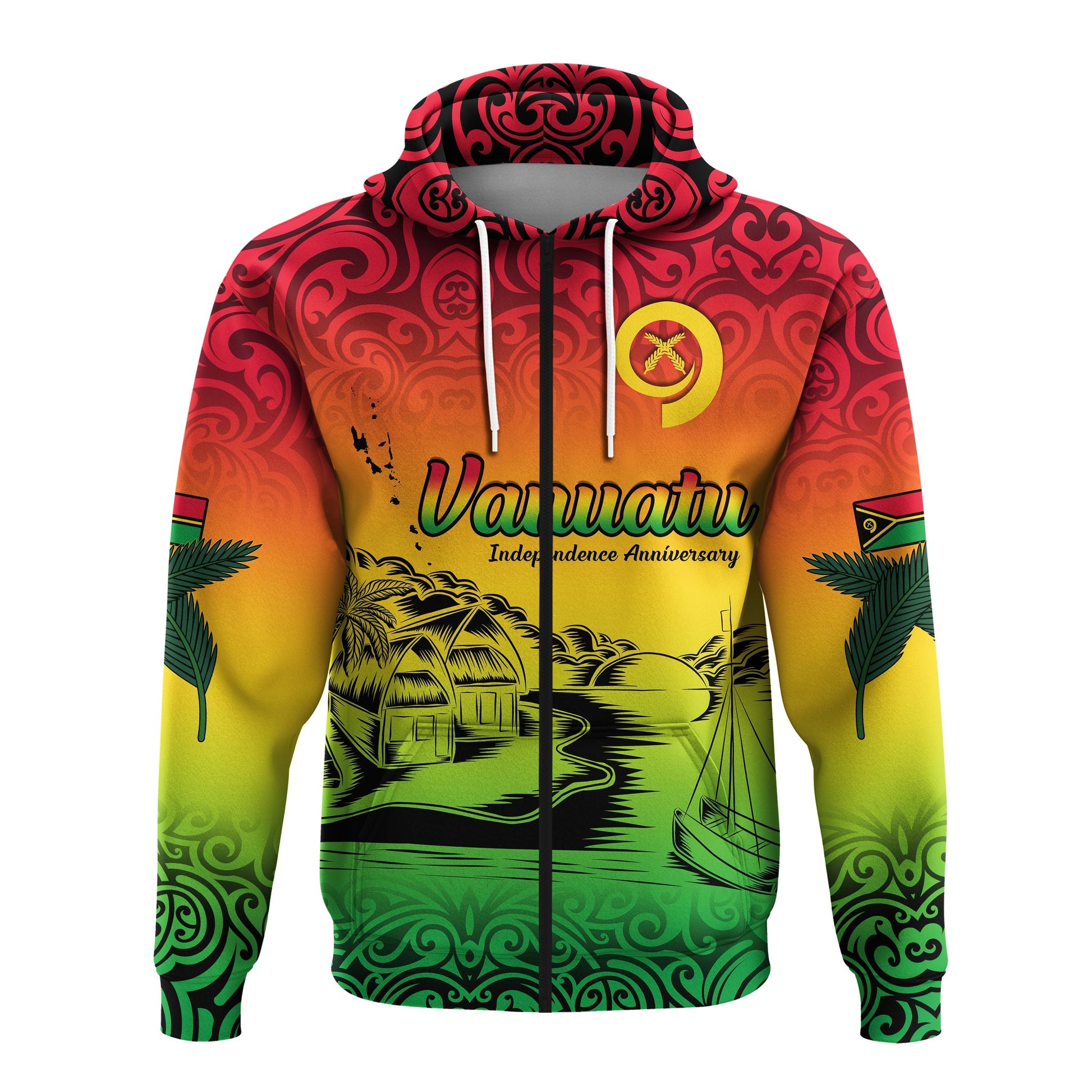 Vanuatu Peaceful Zip Hoodie Independence Anniversary LT13