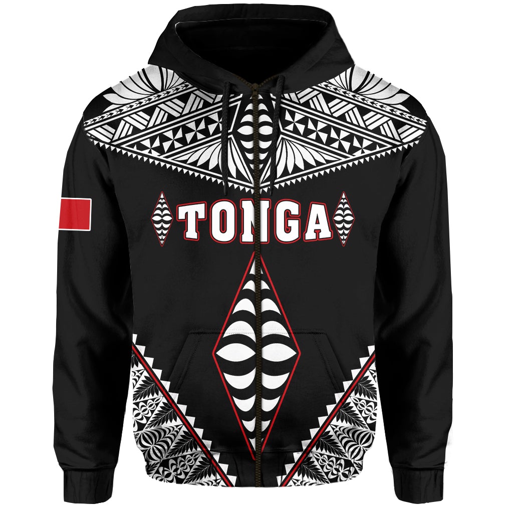 Tonga Zip Hoodie Tongan Kupesi Pattern LT13