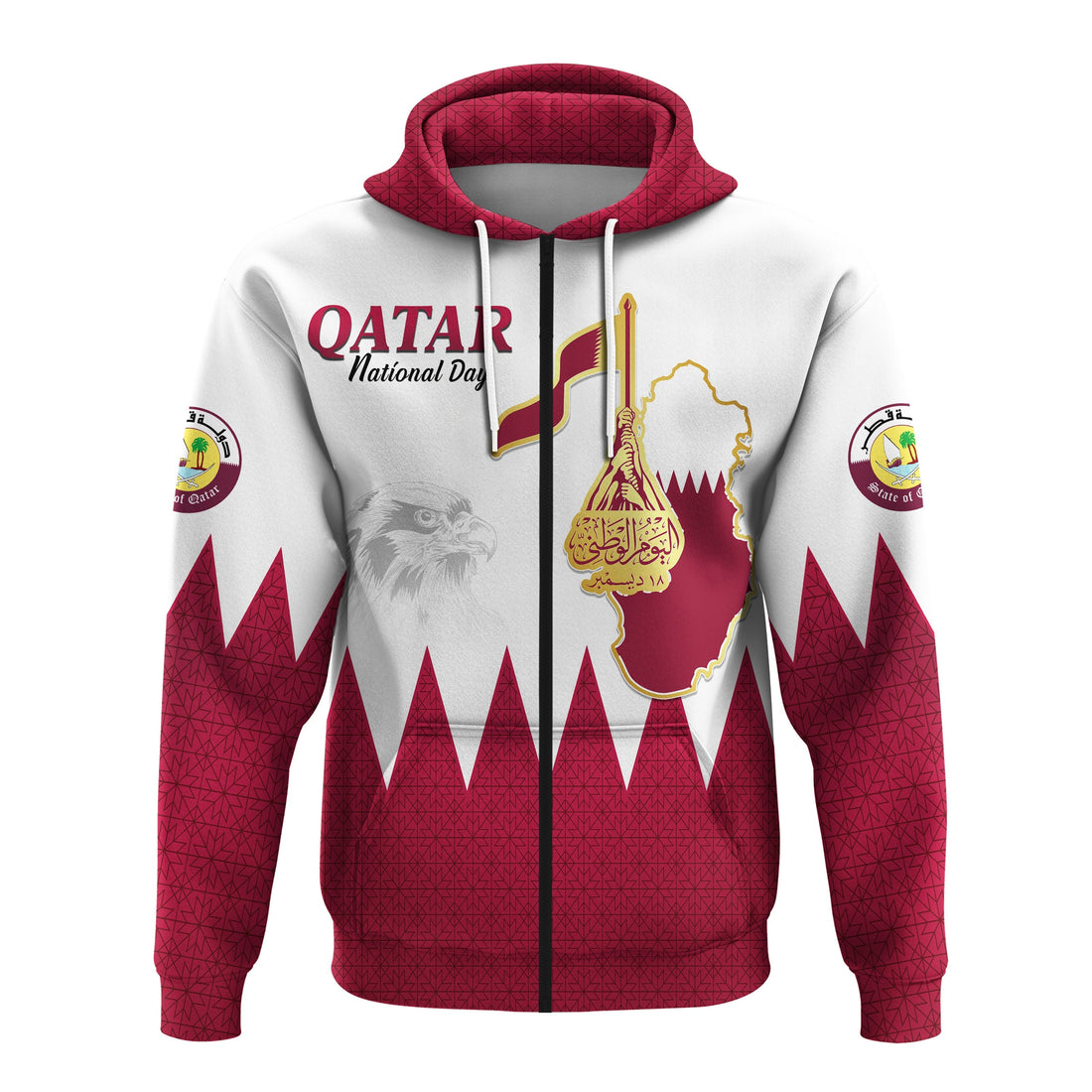 Qatar Zip Hoodie Happy National Day Style Flag LT13