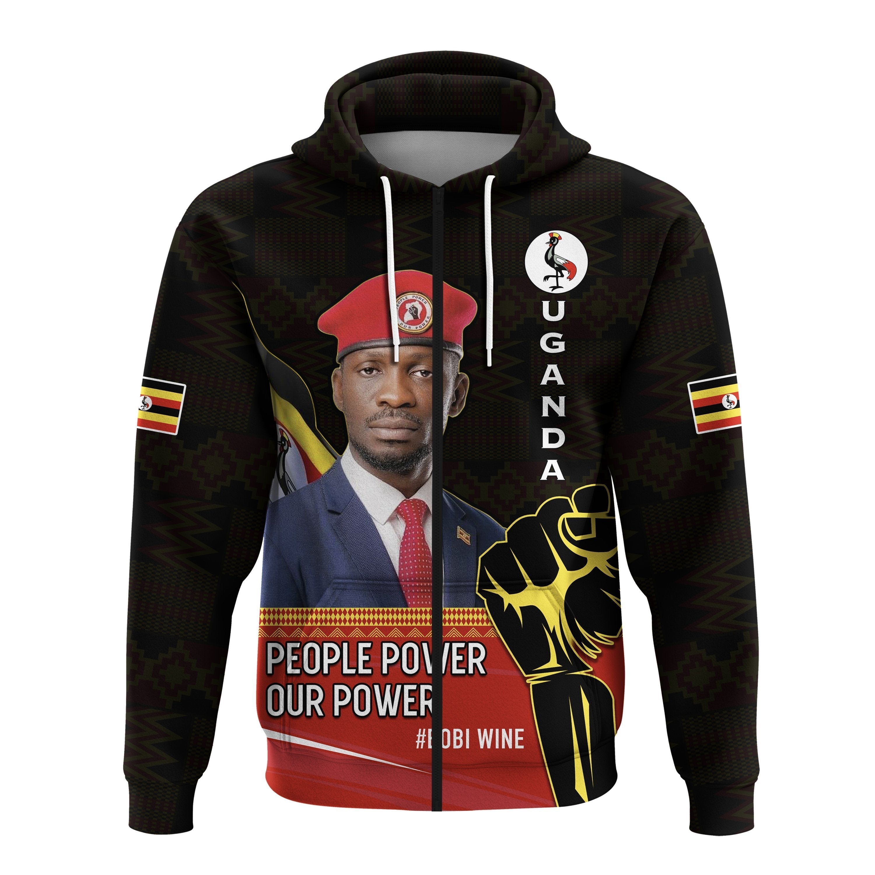 Custom Uganda Zip Hoodie Bobi Wine People Power Our Power LT13