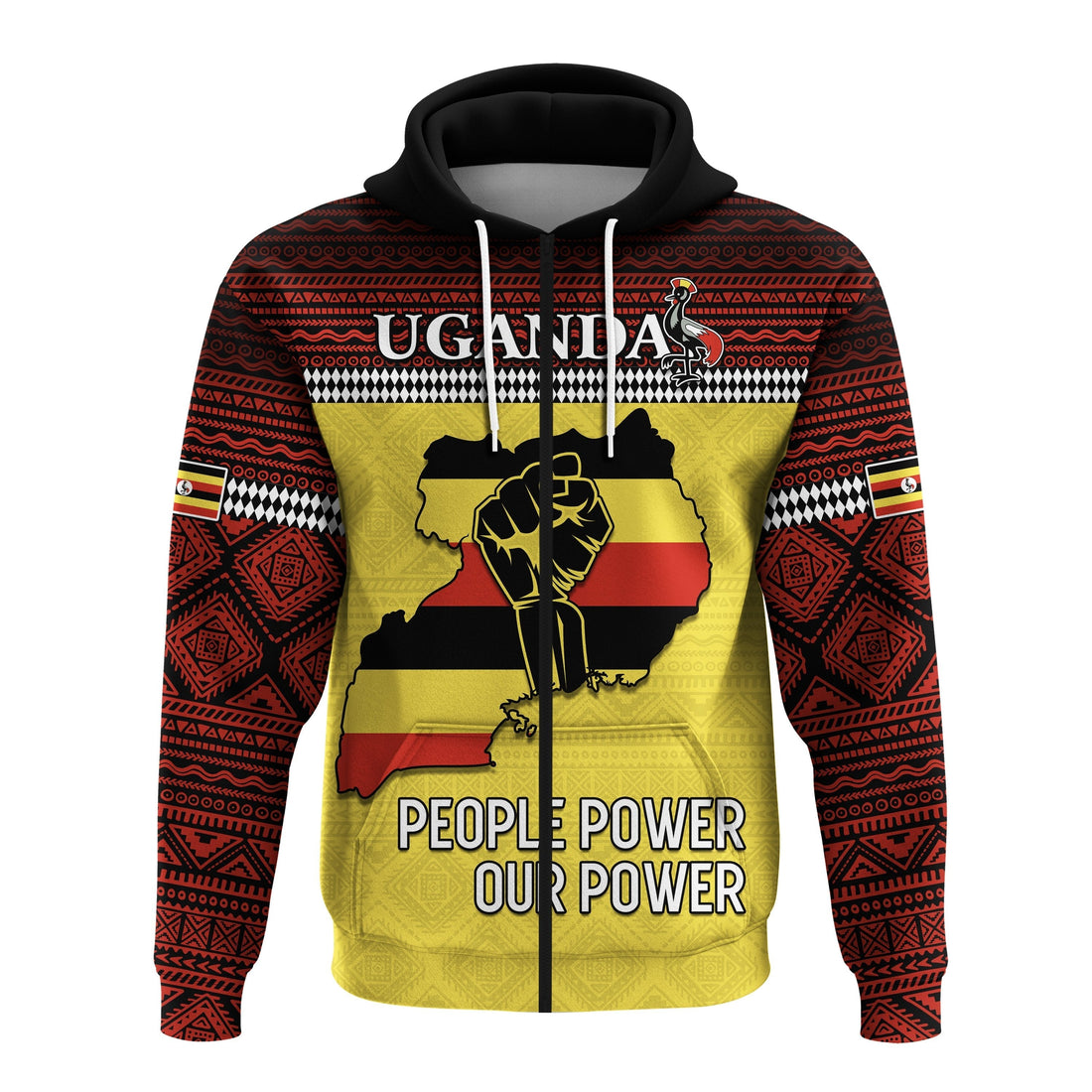Uganda Zip Hoodie African Pattern People Power Our Power LT13