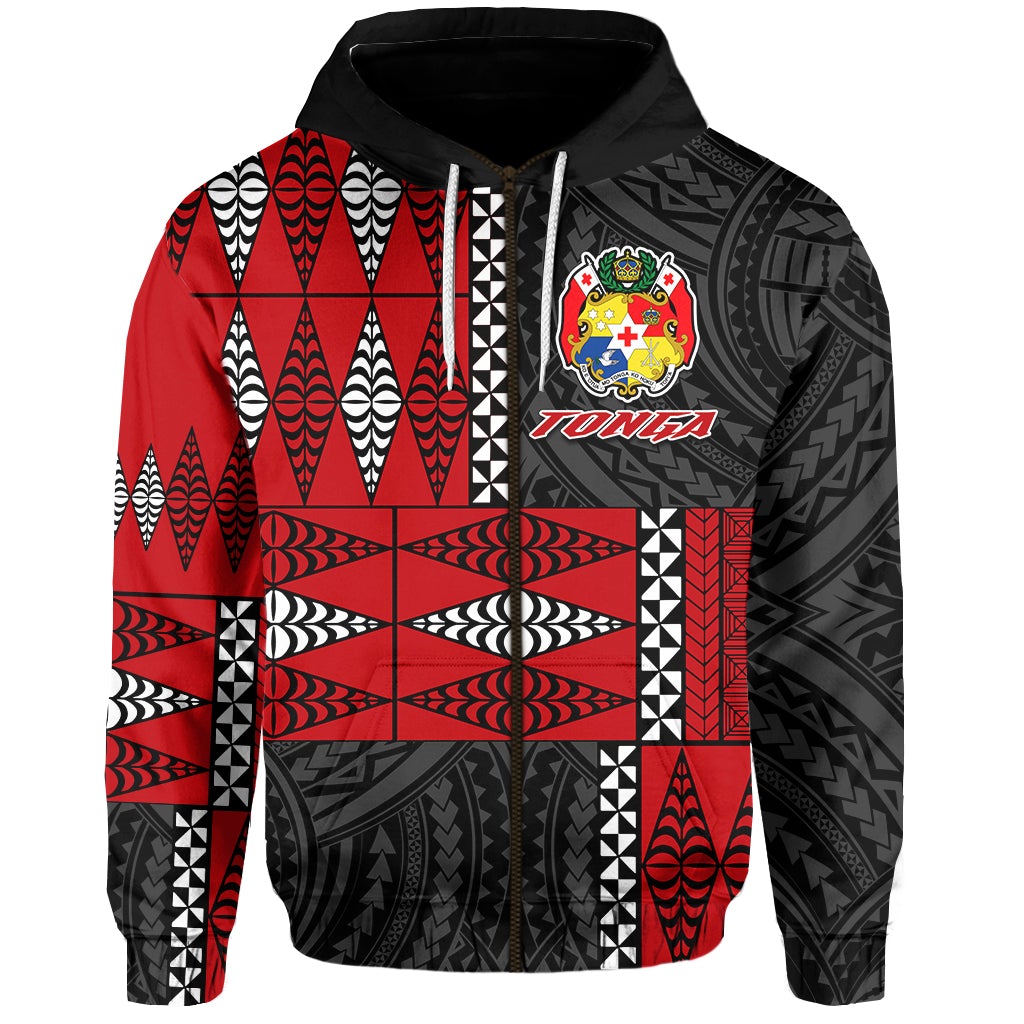 Tonga Zip Hoodie Tongan Pattern Mix Polynesian LT13