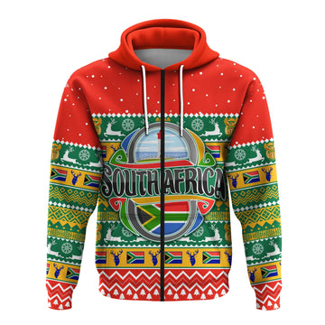 South Africa Christmas Zip Hoodie African Springbok LT13