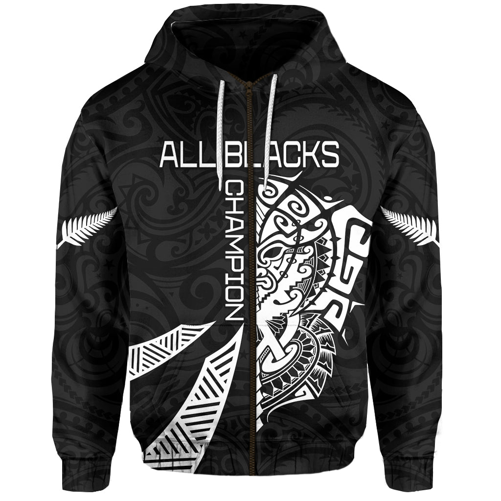 Custom Personalised New Zealand Rugby Zip Hoodie Haka All Black mix Ta Moko LT13