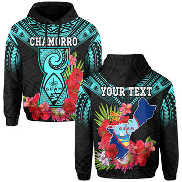 Custom Personalised Guam Chamorro Hoodie Guaman Latte Stone Tropical Flowers Turquoise Style LT14