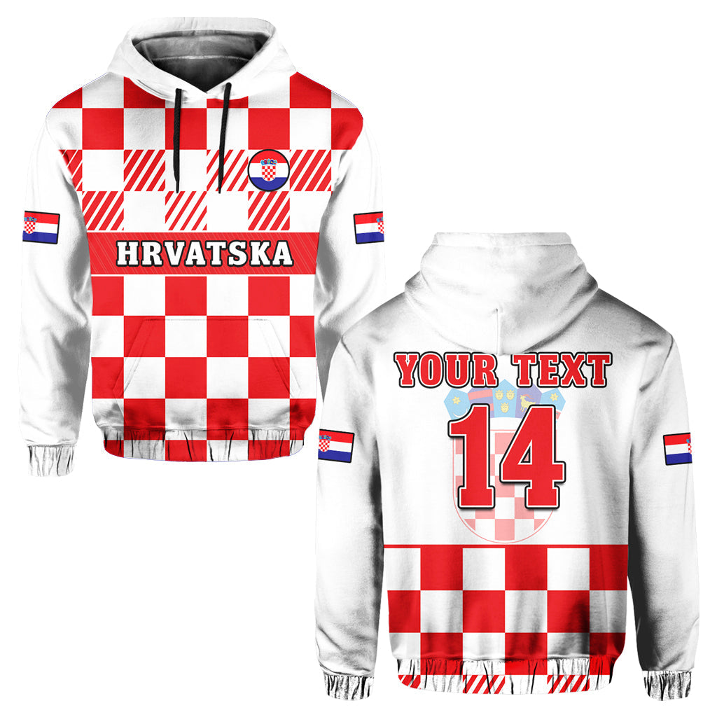 Custom Croatia Football Hoodie Hrvatska Checkerboard Red Version LT14