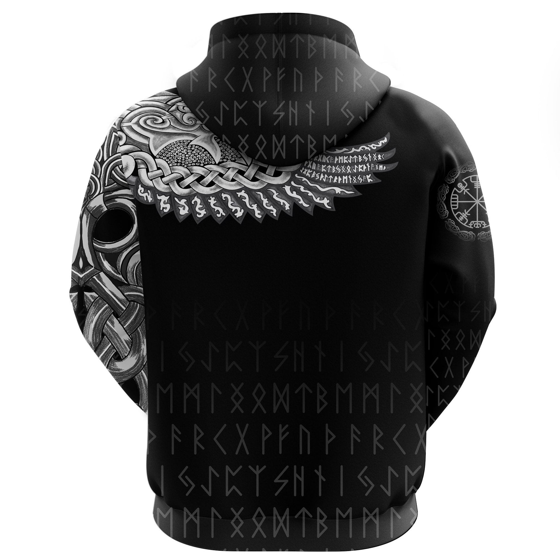 Viking Hoodie The Raven Of Odin Tattoo Style RLT12