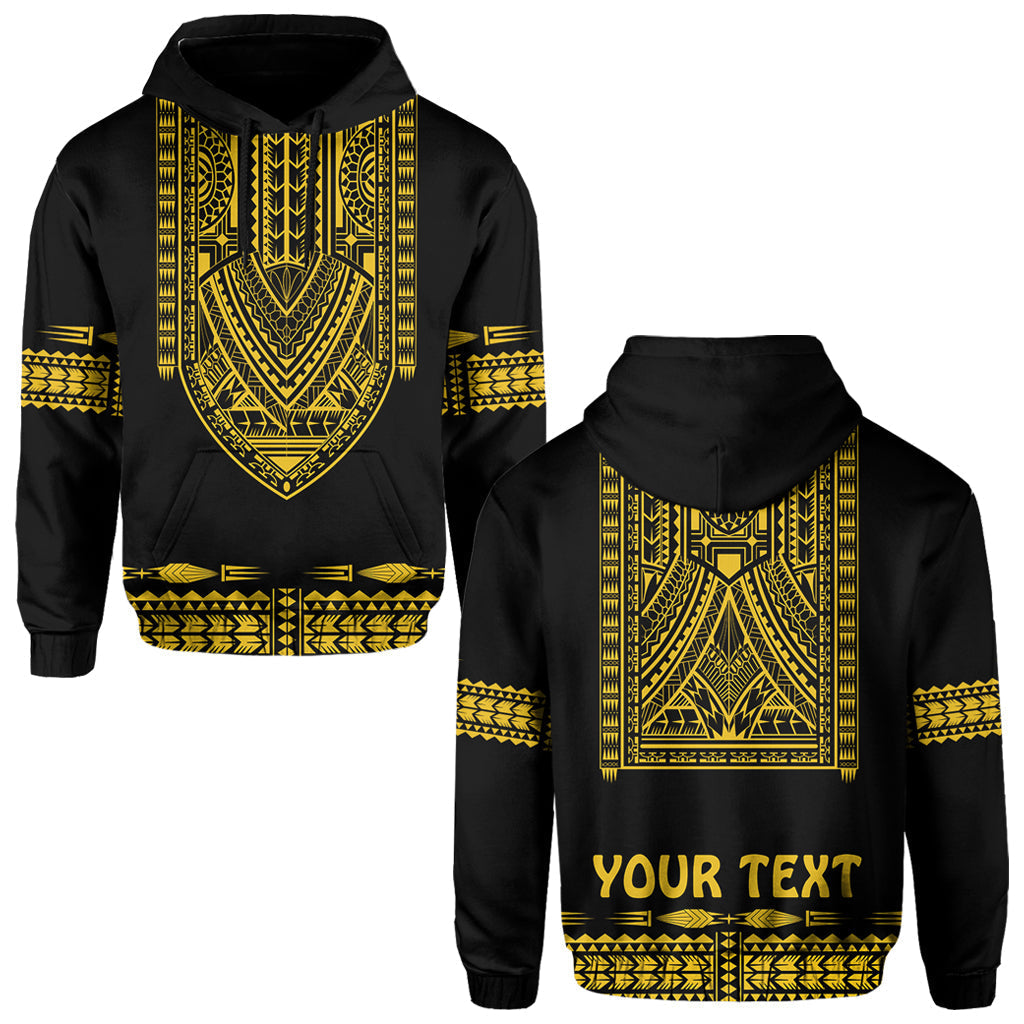 Custom Personalised Polynesian Hoodie Dashiki With Polynesian Tattoo Royal Golden Version LT14