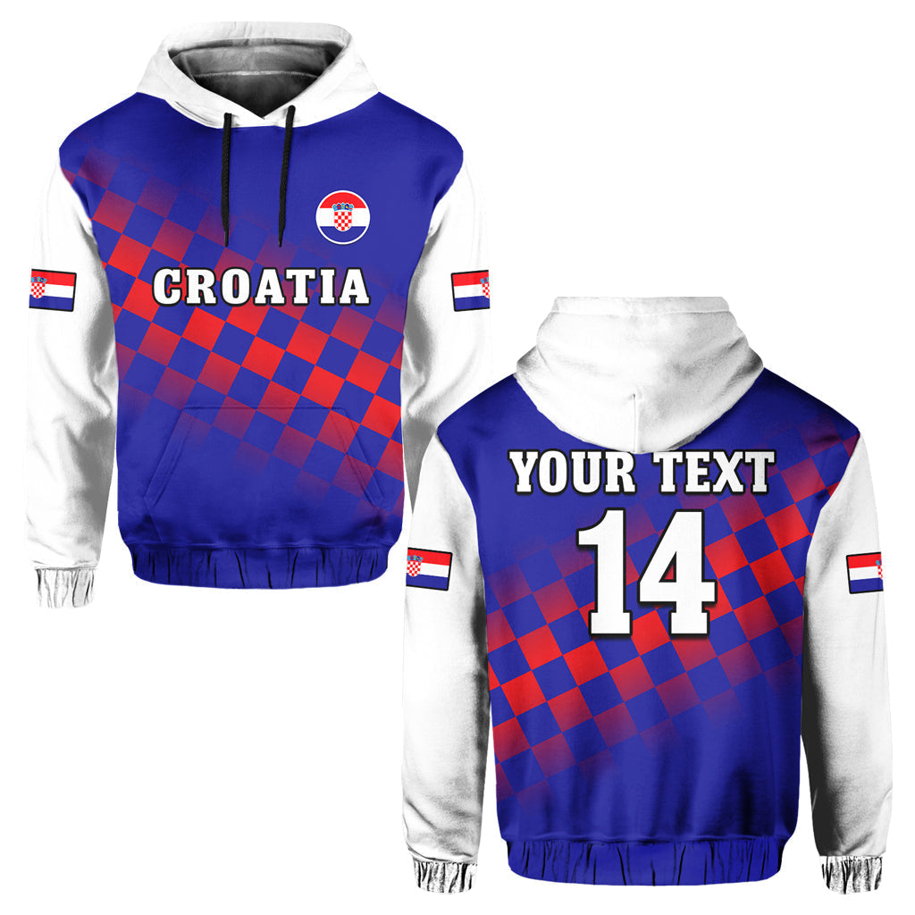 Custom Croatia Football Hoodie Hrvatska Checkerboard Blue Version LT14