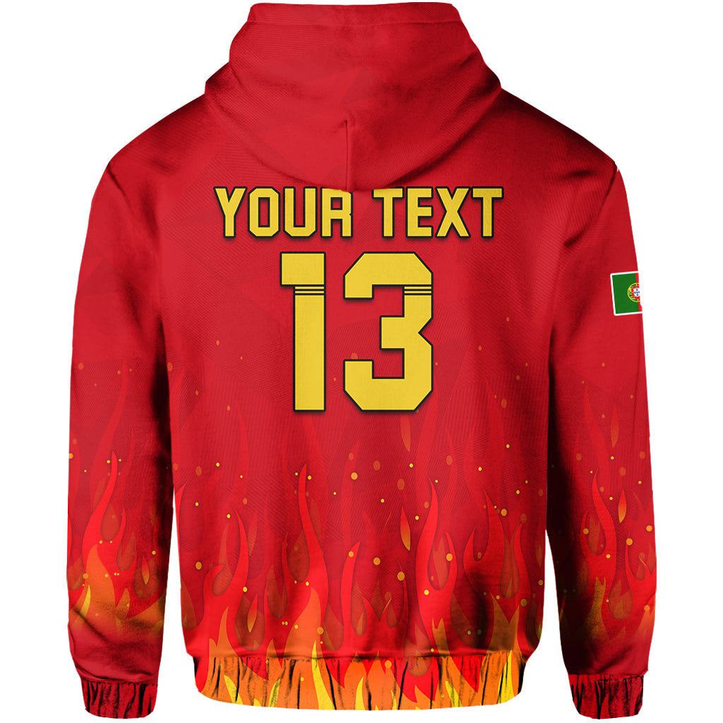 Custom Portugal Football Hoodie Champions Soccer World Cup My Heartbeat Fire LT13