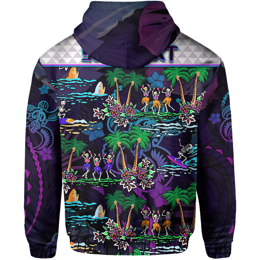 Custom Hawaii Skeleton Dancing Hoodie Halloween Hawaiian Turtle LT13