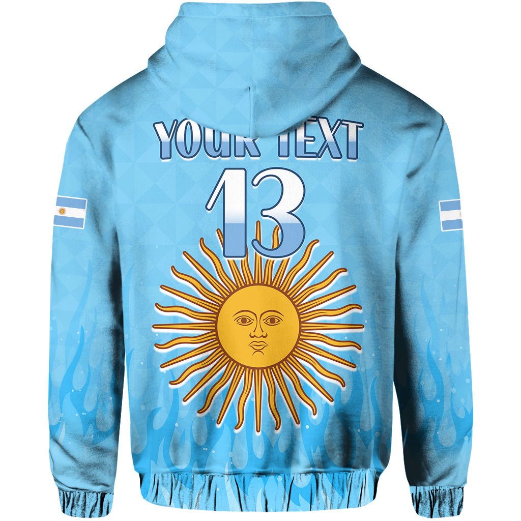 Custom Argentina Football Hoodie Vamos Sky Champions World Cup Fire LT13