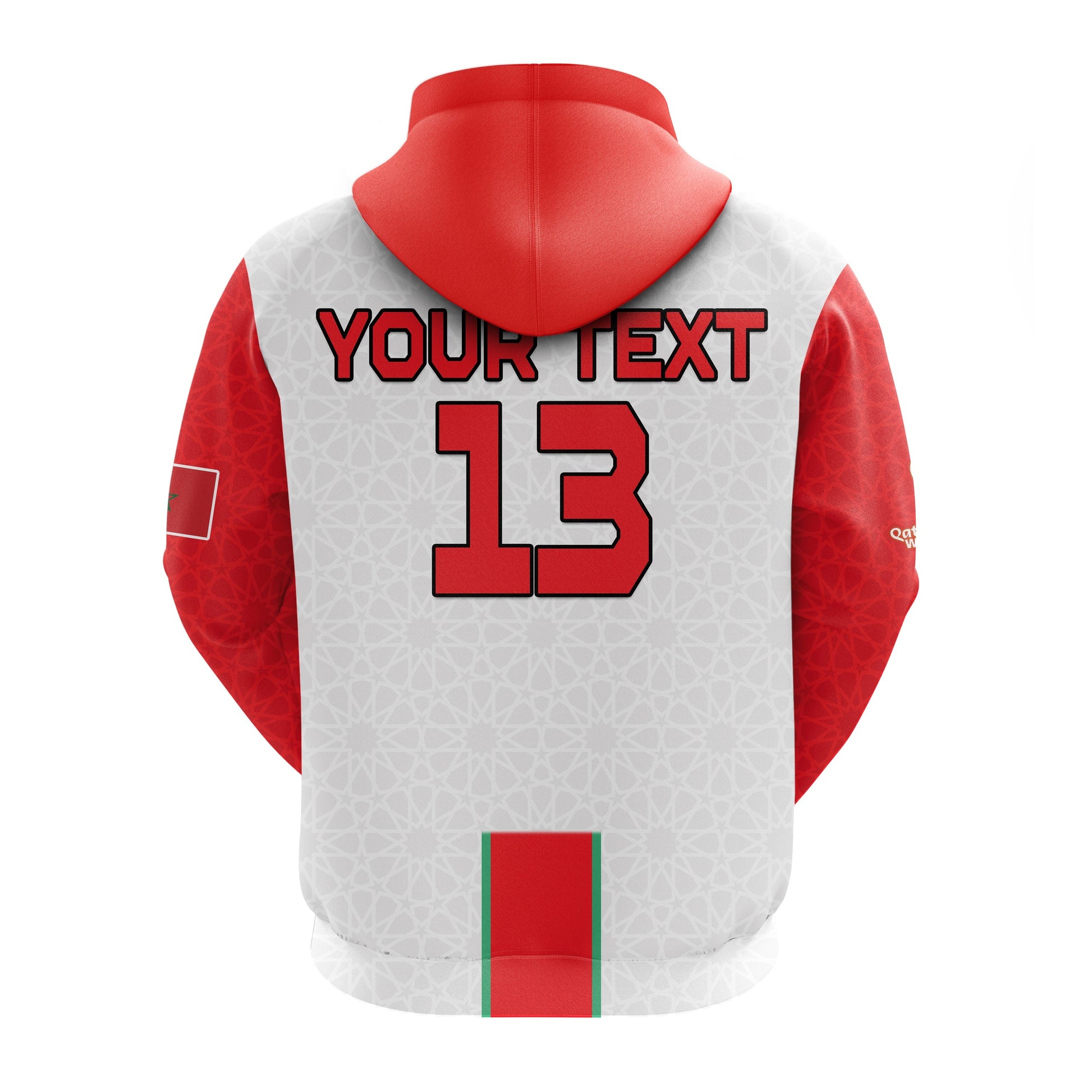 Custom Morocco Football Hoodie Football 2022 Soccer Lions de lAtlas Champions LT13