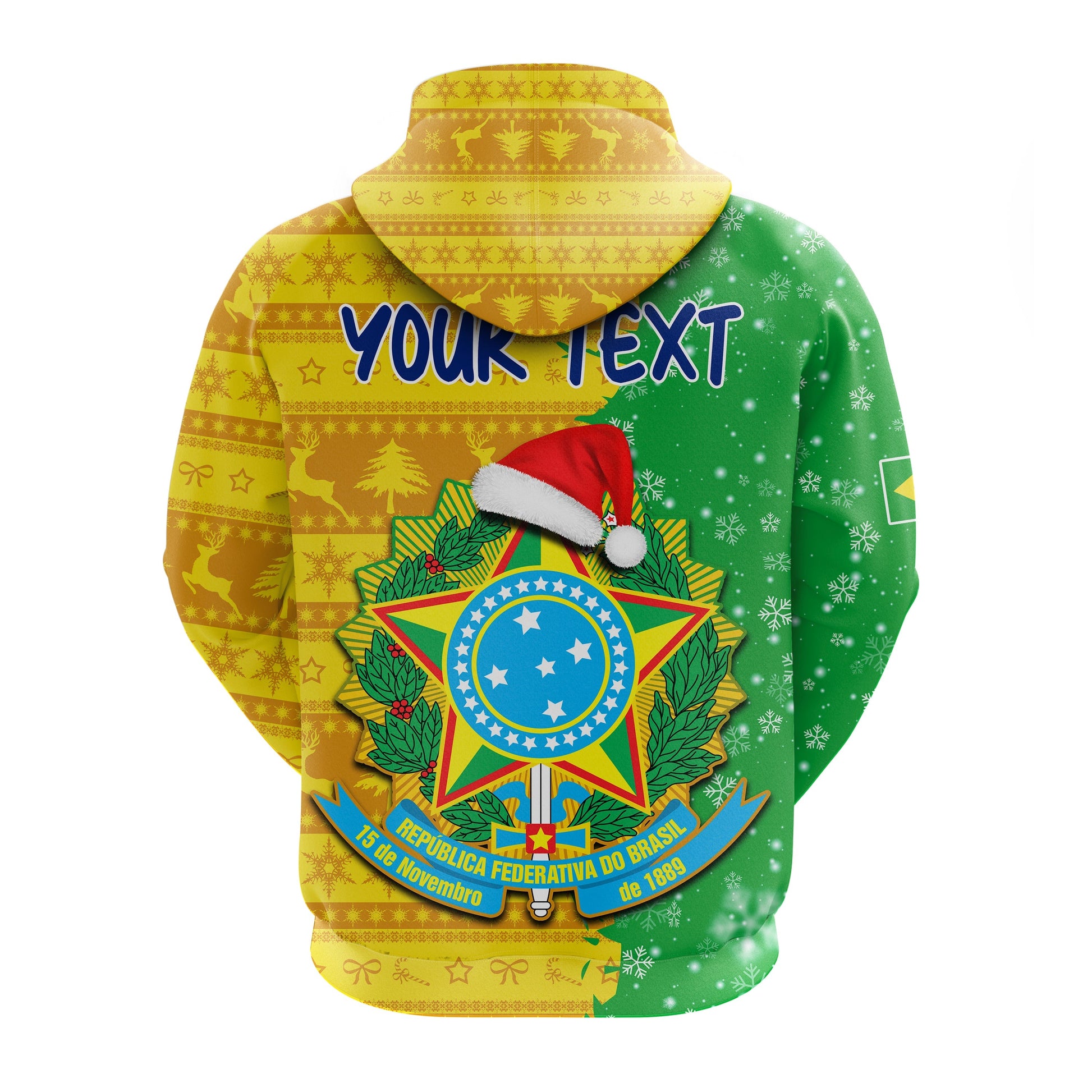 Custom Christmas Brazil Football Hoodie Santa Claus Selecao Champions LT13