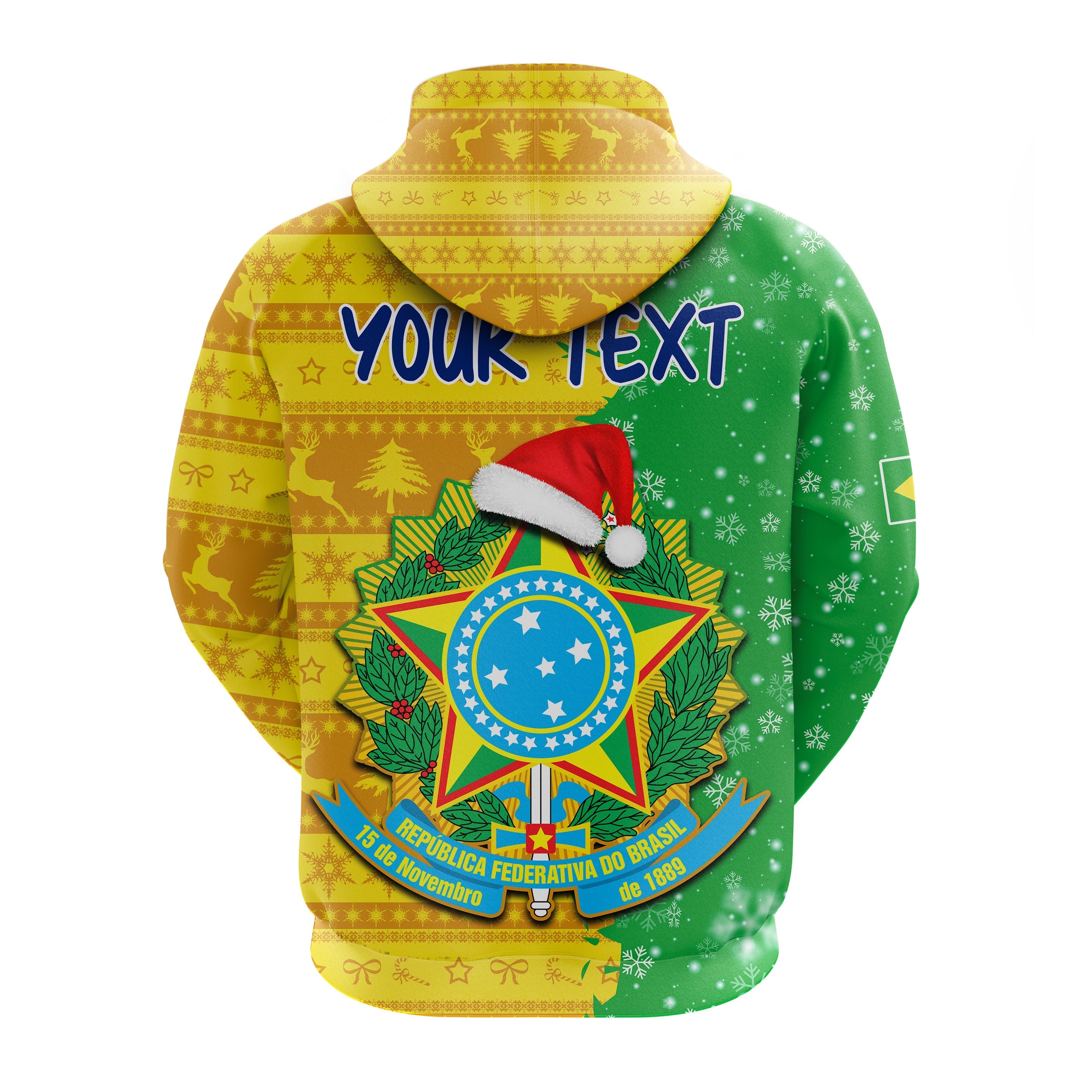Custom Christmas Brazil Football Hoodie Santa Claus Selecao Champions LT13