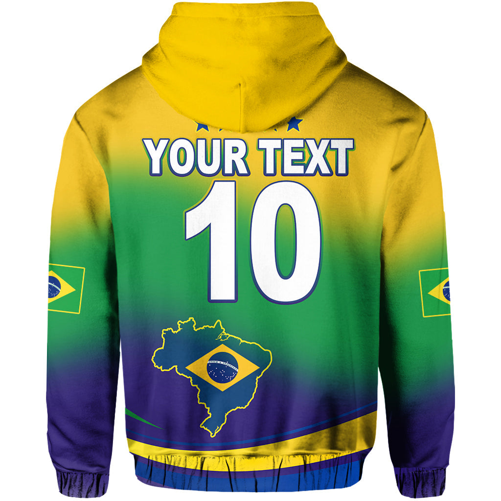 Custom Brazil Football Hoodie Soccer 2022 World Cup Selecao Brazil Campeao Style Color Flag LT13