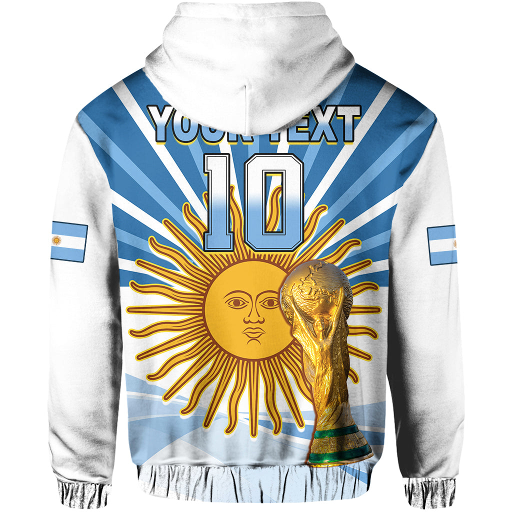 Custom Argentina Football Hoodie The Sun WC2022 Soccer Vamos La Albiceleste LT13