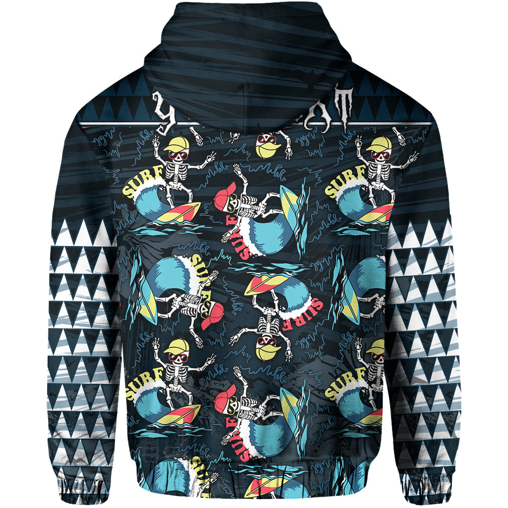 Custom Hawaii Skeleton Surf Hoodie Halloween Hawaiian Tribal LT13
