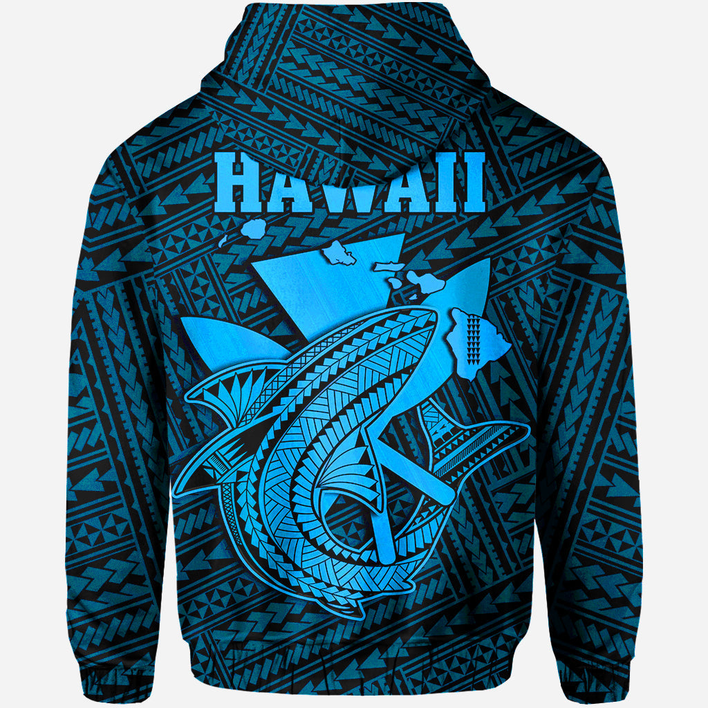Custom Hawaii Hoodie Kakau Kanaka Maoli Combine Polynesian Shark Ver.03 LT14