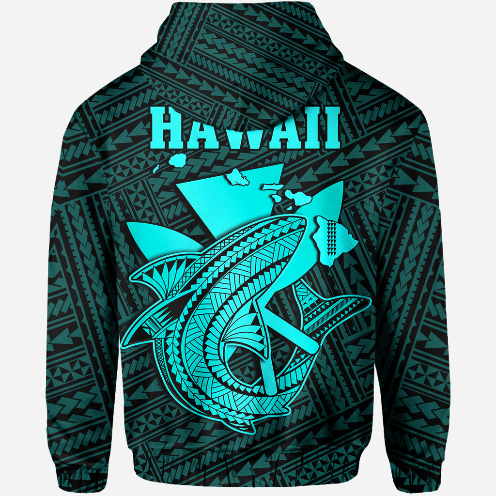 Custom Hawaii Hoodie Kakau Kanaka Maoli Combine Polynesian Shark Ver.04 LT14