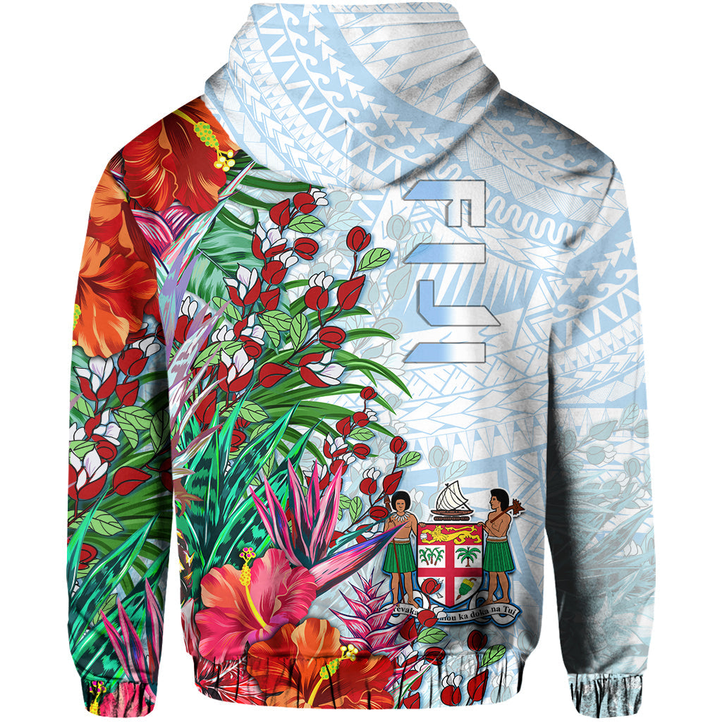 Custom Personalised Fiji Hoodie Proud Fijian Tapa mix Tagimoucia Flowers LT13