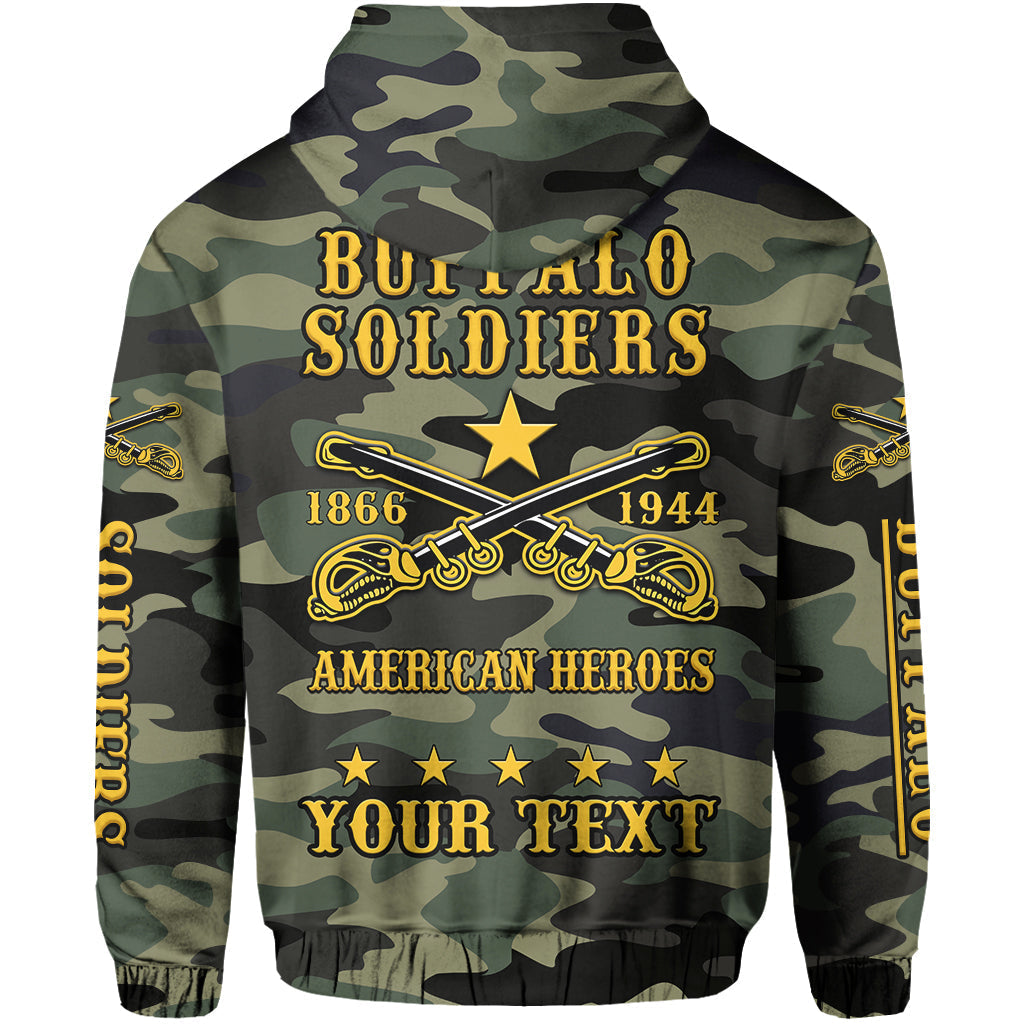 (Custom Text and Chapter) Buffalo Soldiers Hoodie Camouflage American Heroes BSMC LT13
