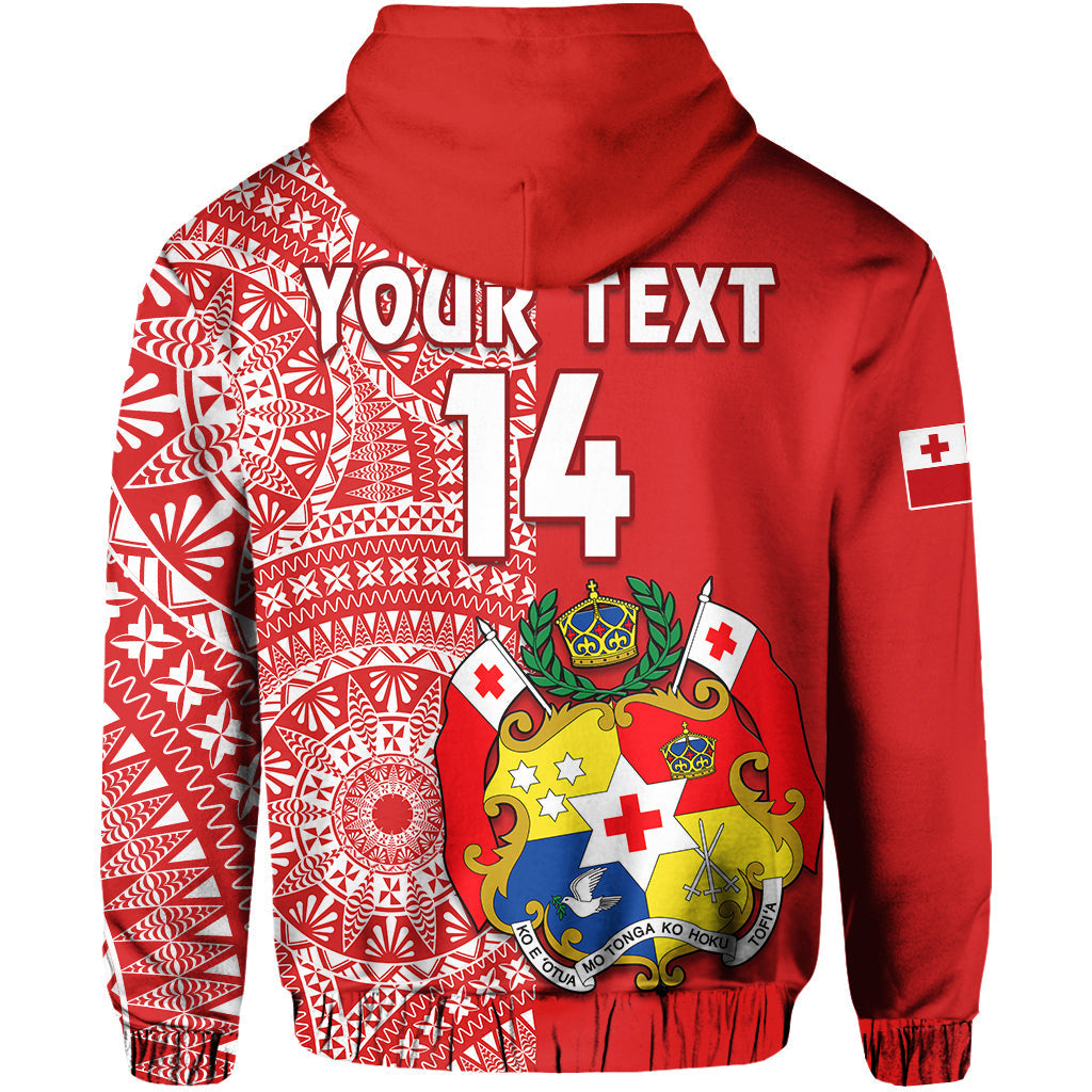 Custom Text And Number Tonga Hoodie Tongan Coat Of Arms Ngatu Pattern LT14