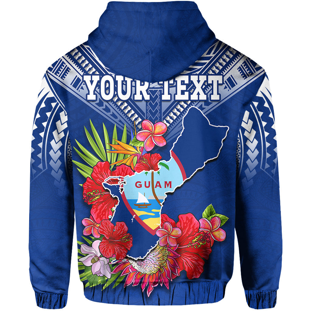 Custom Personalised Guam Chamorro Hoodie Guaman Latte Stone Tropical Flowers Blue Version LT14