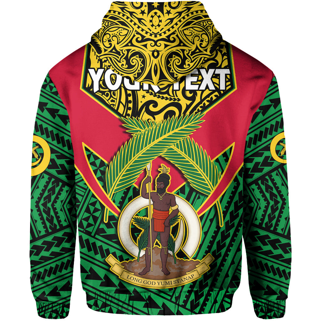 Custom Personalised Vanuatu Rugby Hoodie Coat Of Arms Polynesian Pattern LT14