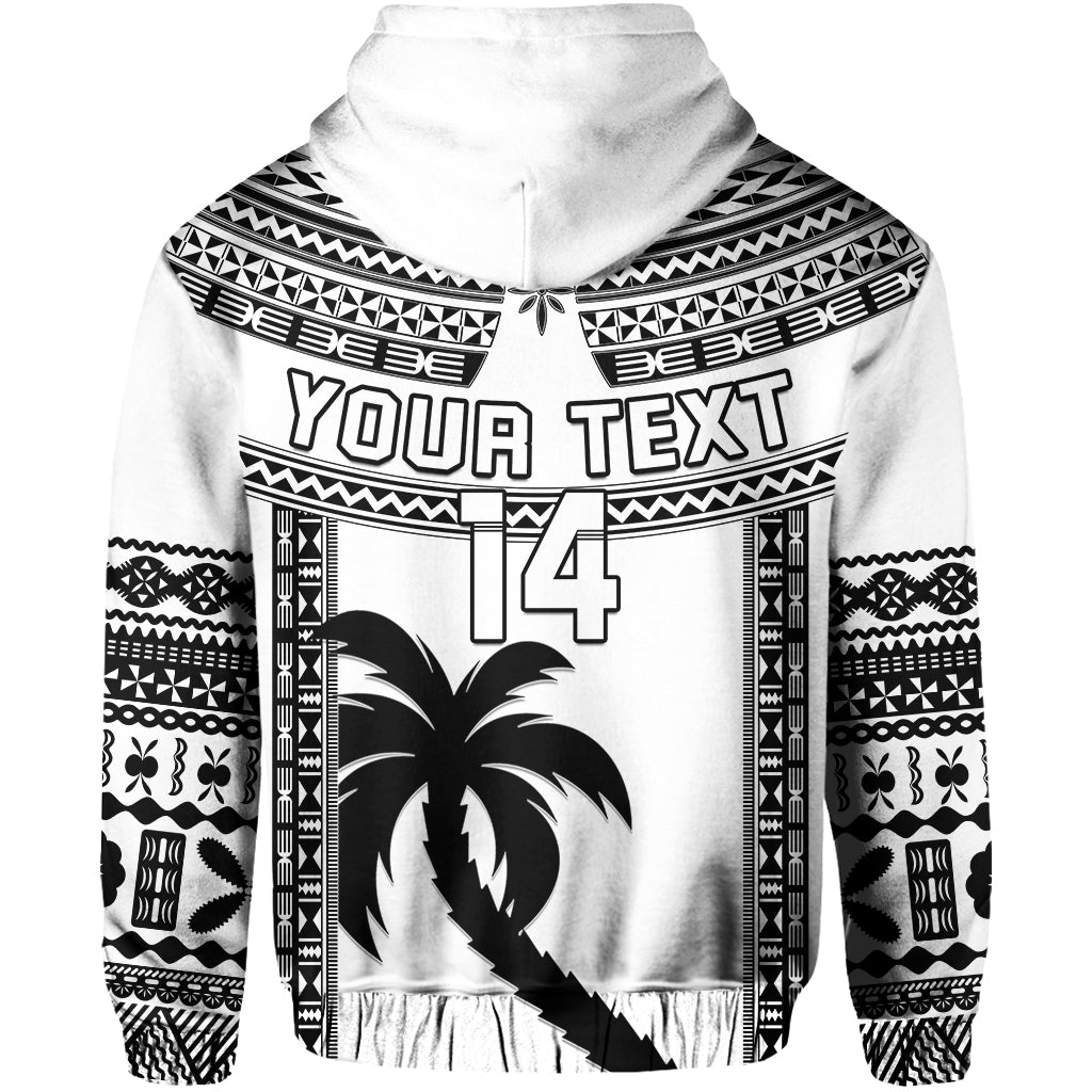 Custom Text And Number Fiji Rugby Hoodie Pacific The Bati Black Fijian Tapa LT14