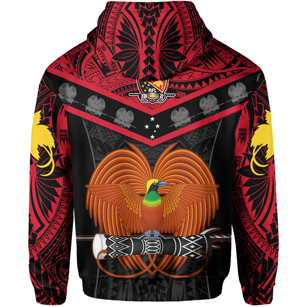 Papua New Guinea Rugby Hoodie PNG Kumuls Bird Of Paradise Black LT14