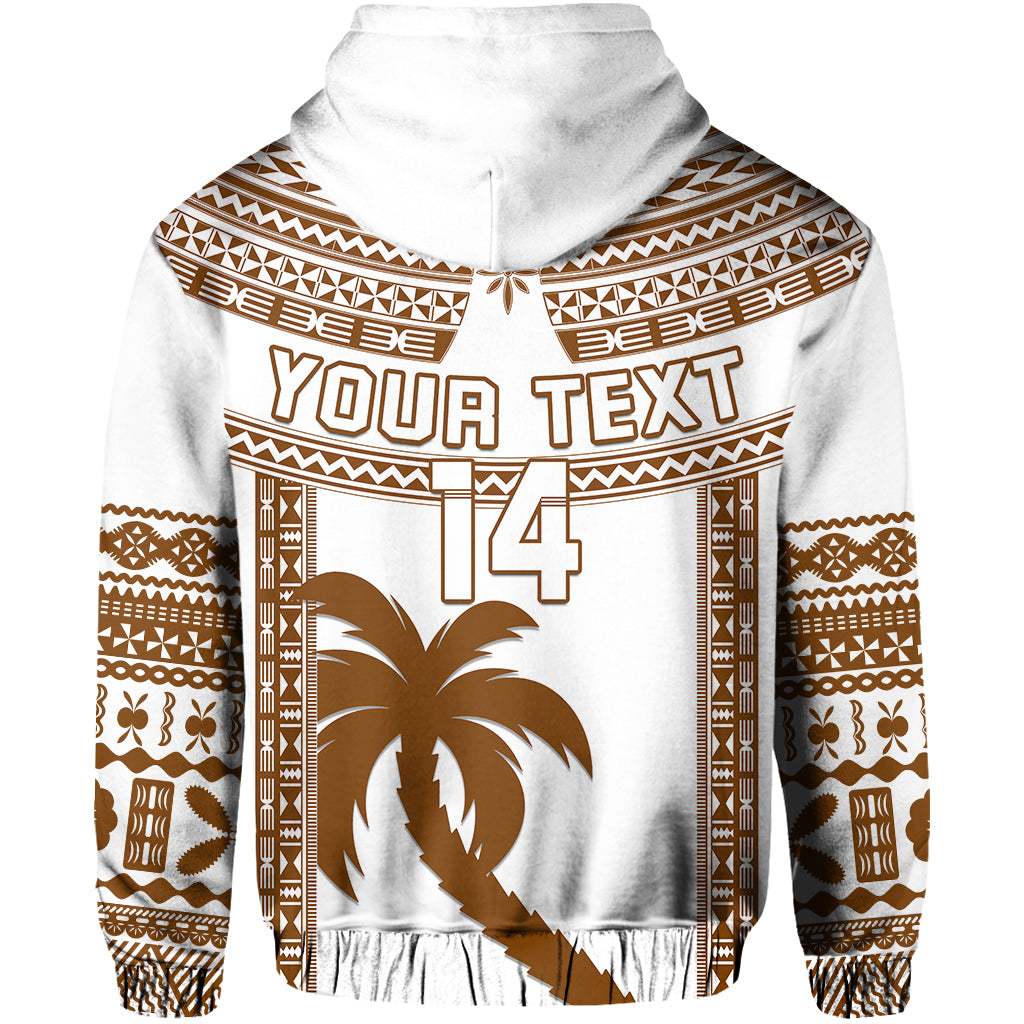 Custom Text And Number Fiji Rugby Hoodie Pacific The Bati Brown Fijian Tapa LT14