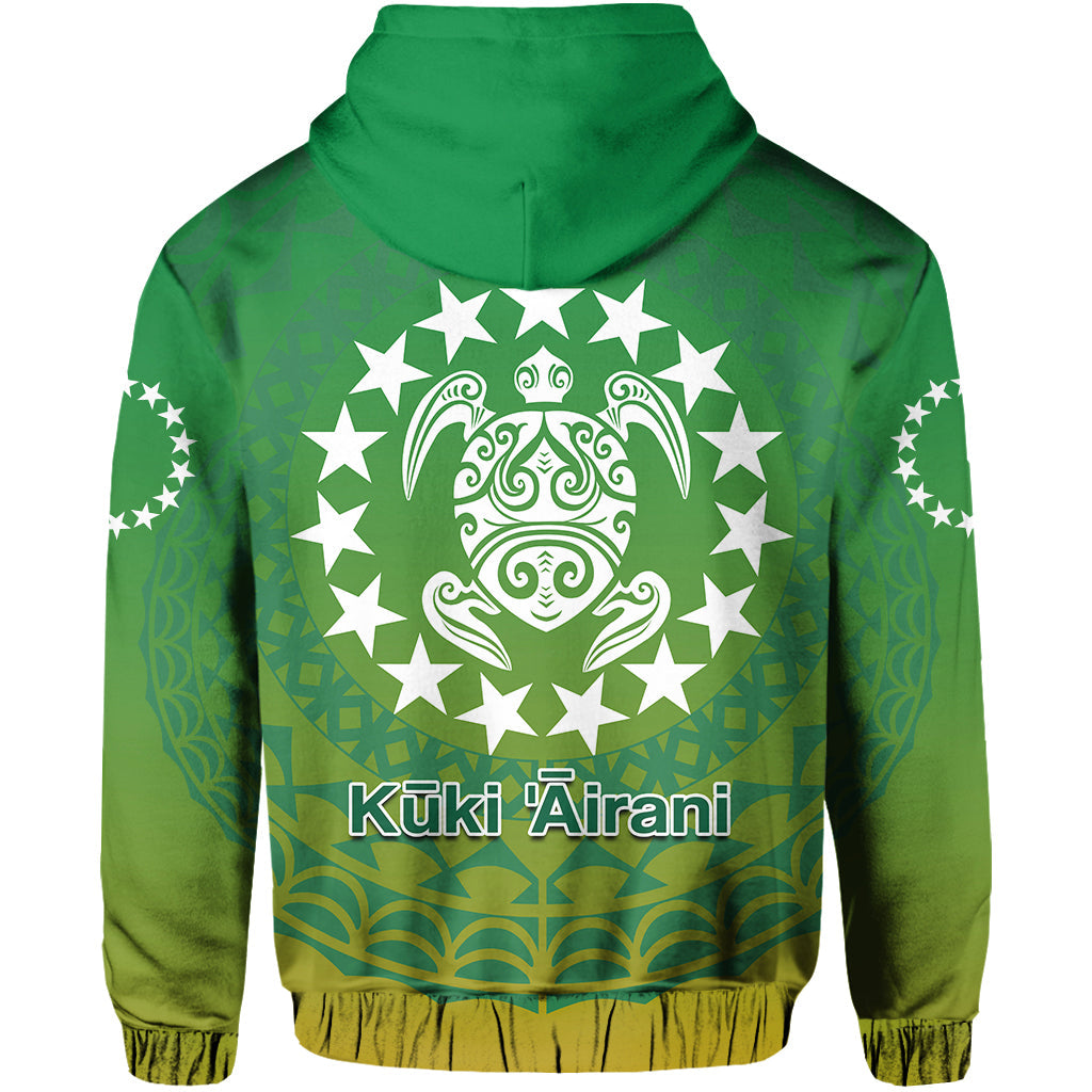 Cook Islands Hoodie Circle Pattern Mix Sea Turtle Green Version LT14